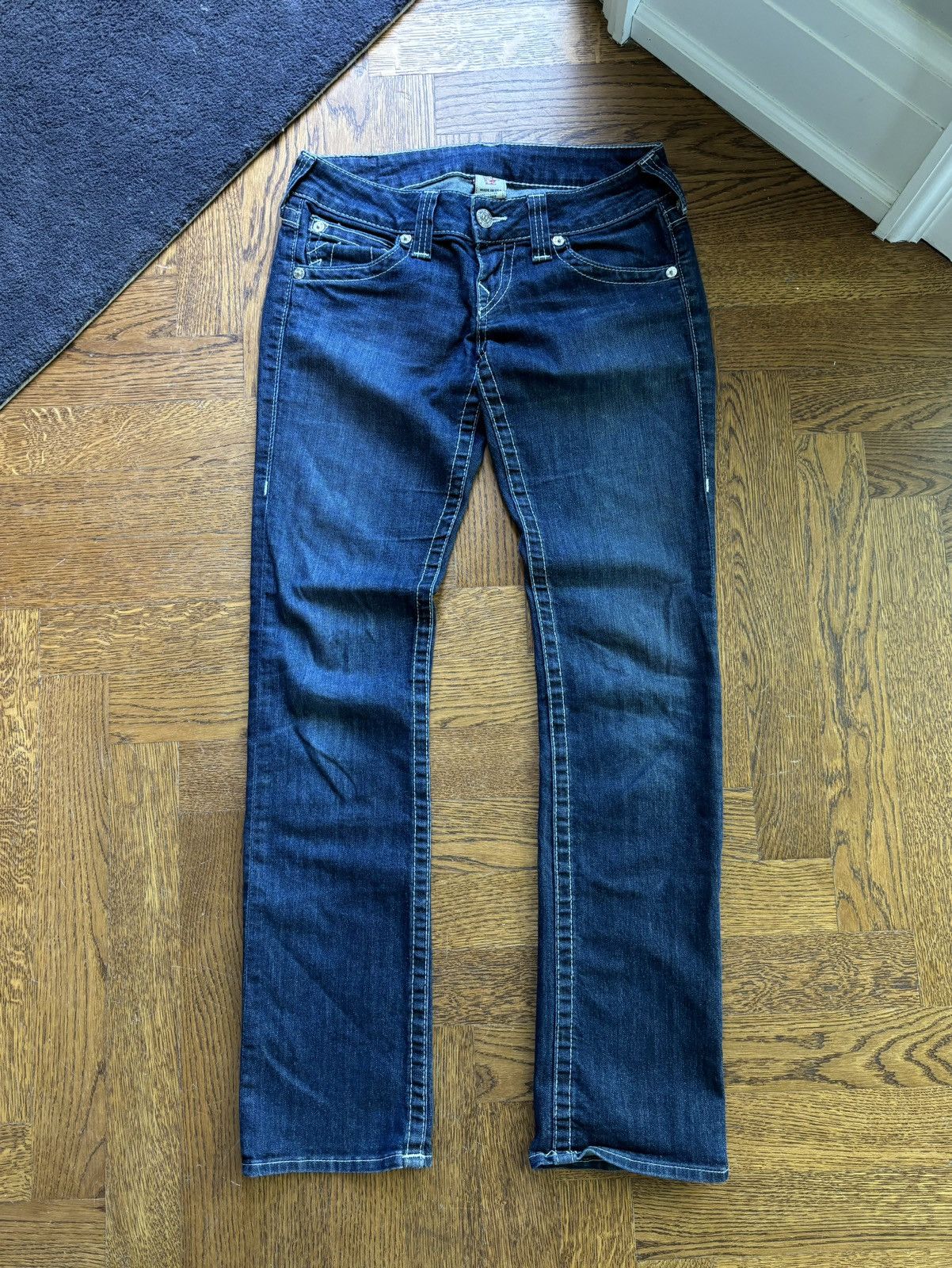 True Religion × Vintage Vintage True Religion Jeans Contrast Stitch Low Rise Skinny Size 30" / US 8 / IT 44 - 1 Thumbnail