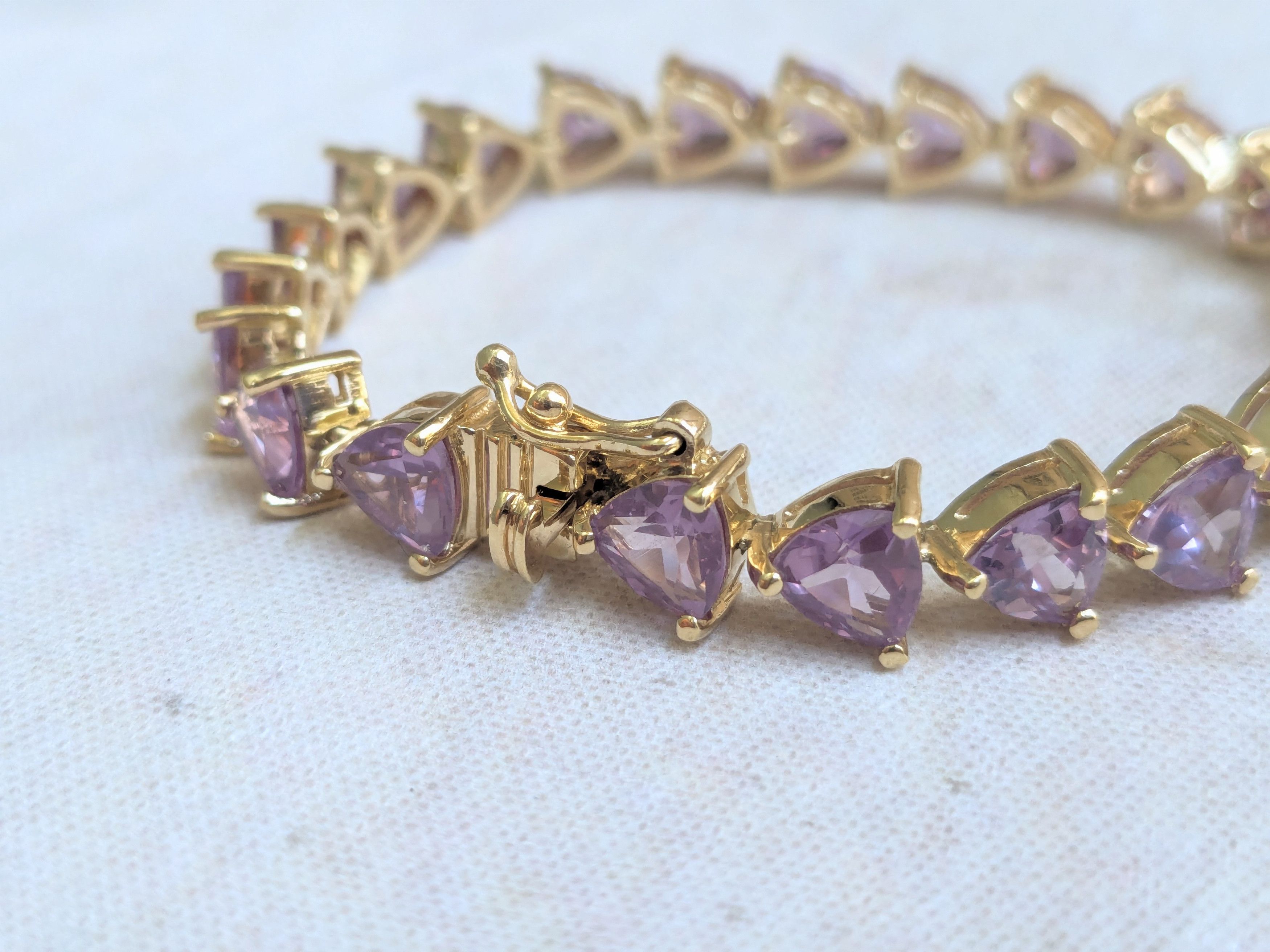 Sterling Silver Sterling Silver Tennis Bracelet Purple Alexandrite Gold 6.5" Size ONE SIZE - 5 Thumbnail