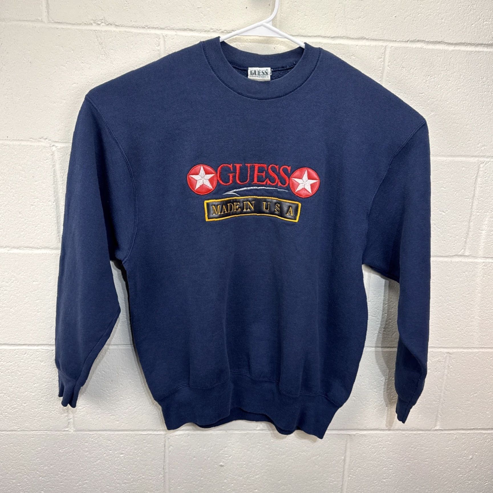Guess VINTAGE GUESS Sweatshirt Men XL Blue Crew Neck Pullover Fleece Graphic Print Embroidered Logo USA 90s Size US XL / EU 56 / 4 - 2 Thumbnail