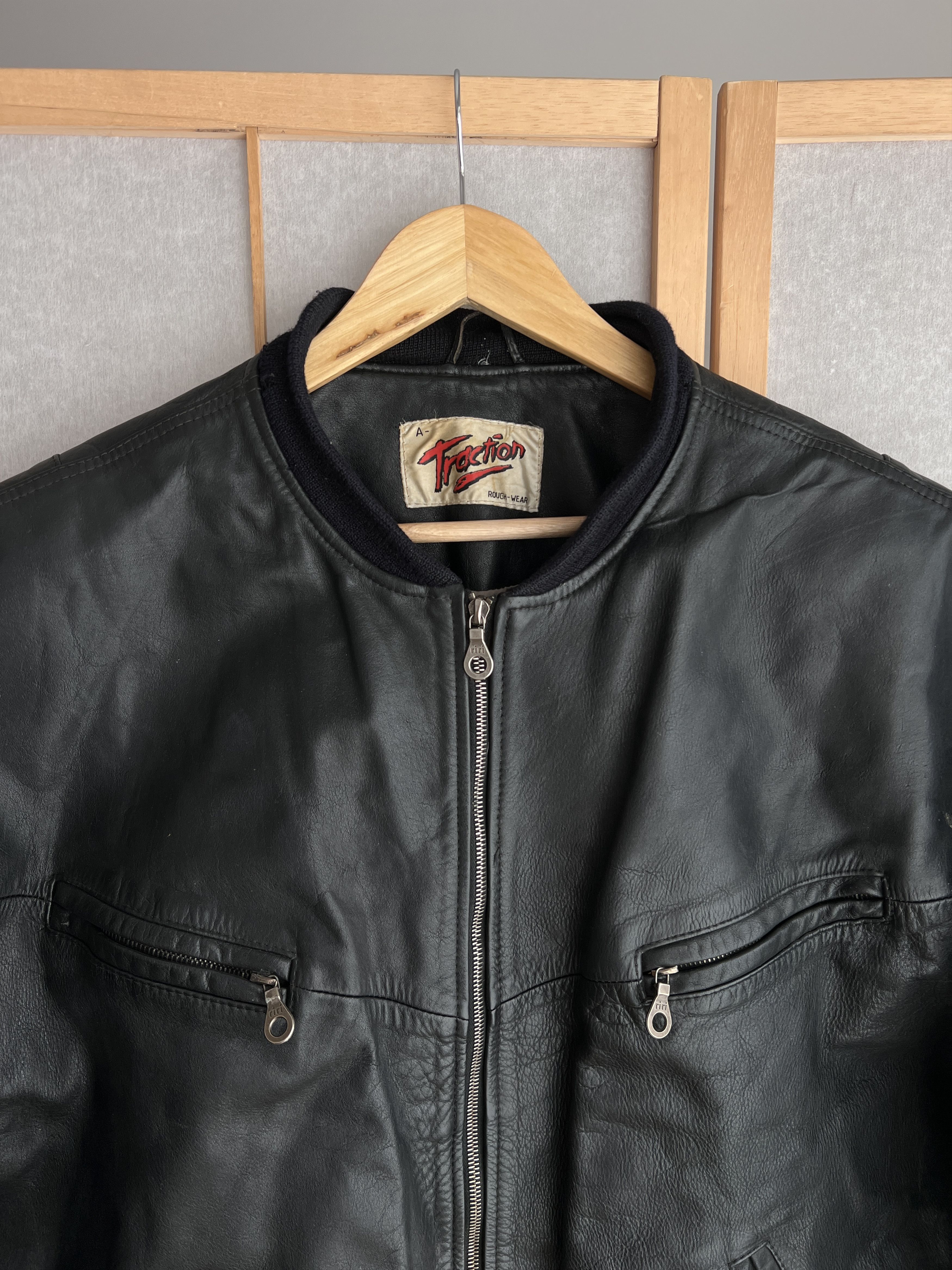 Genuine Leather VTG 1980's leather bomber jacket boxy baggy biker oversized Size US XXL / EU 58 / 5 - 10 Thumbnail