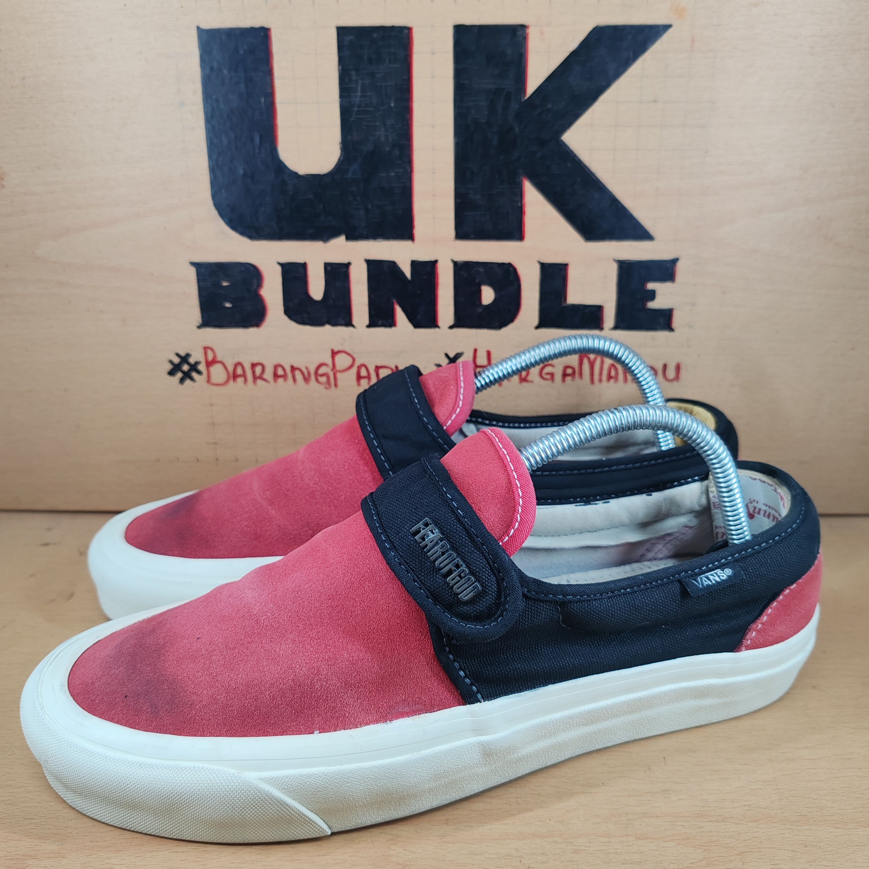 Fear of God Vans VANS x Fear of God FOG Slip On Suede Leather Black Red Grailed