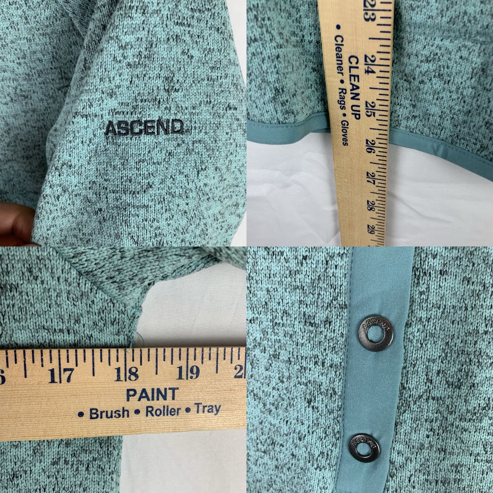 ASCENO Ascend Expedition Women’s XS Fleece Heathered Turquoise L/S Hoodie Pullover Size XS / US 0-2 / IT 36-38 - 9 Thumbnail