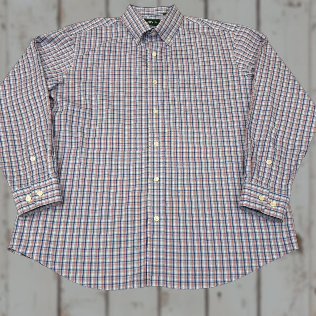Orvis Orvis Shirt Mens XL Blue Red Check Button-Down Long Sleeve Classic Fit Casual Size US XL / EU 56 / 4 - 1 Thumbnail