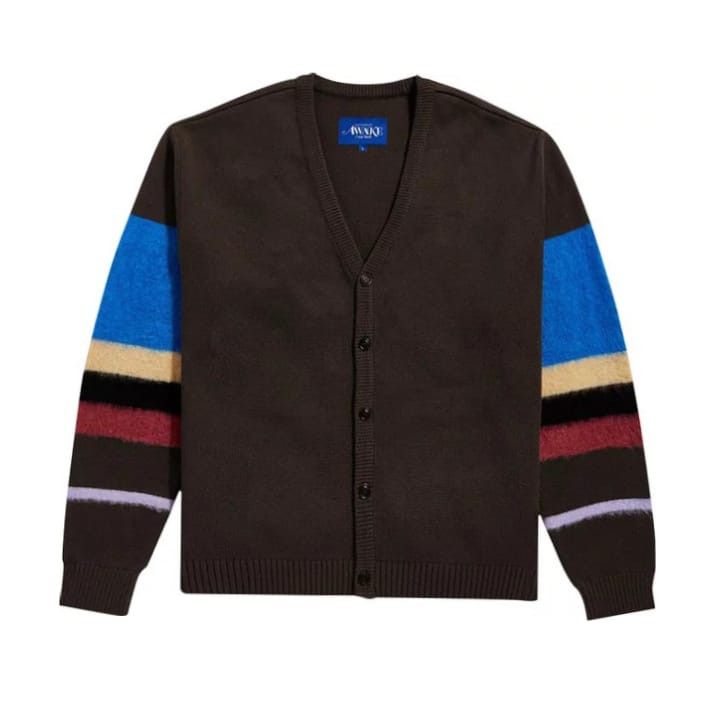 Awake NY o1mle0924 Striped Mohair Sleeve Cardigan in Multicolor Size US XL / EU 56 / 4 - 1 Thumbnail