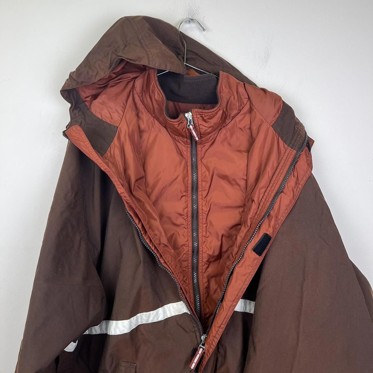 Nike 90s Nike Men's Brown Hooded Jacket with Reflective Stripe Size US XL / EU 56 / 4 - 4 Thumbnail