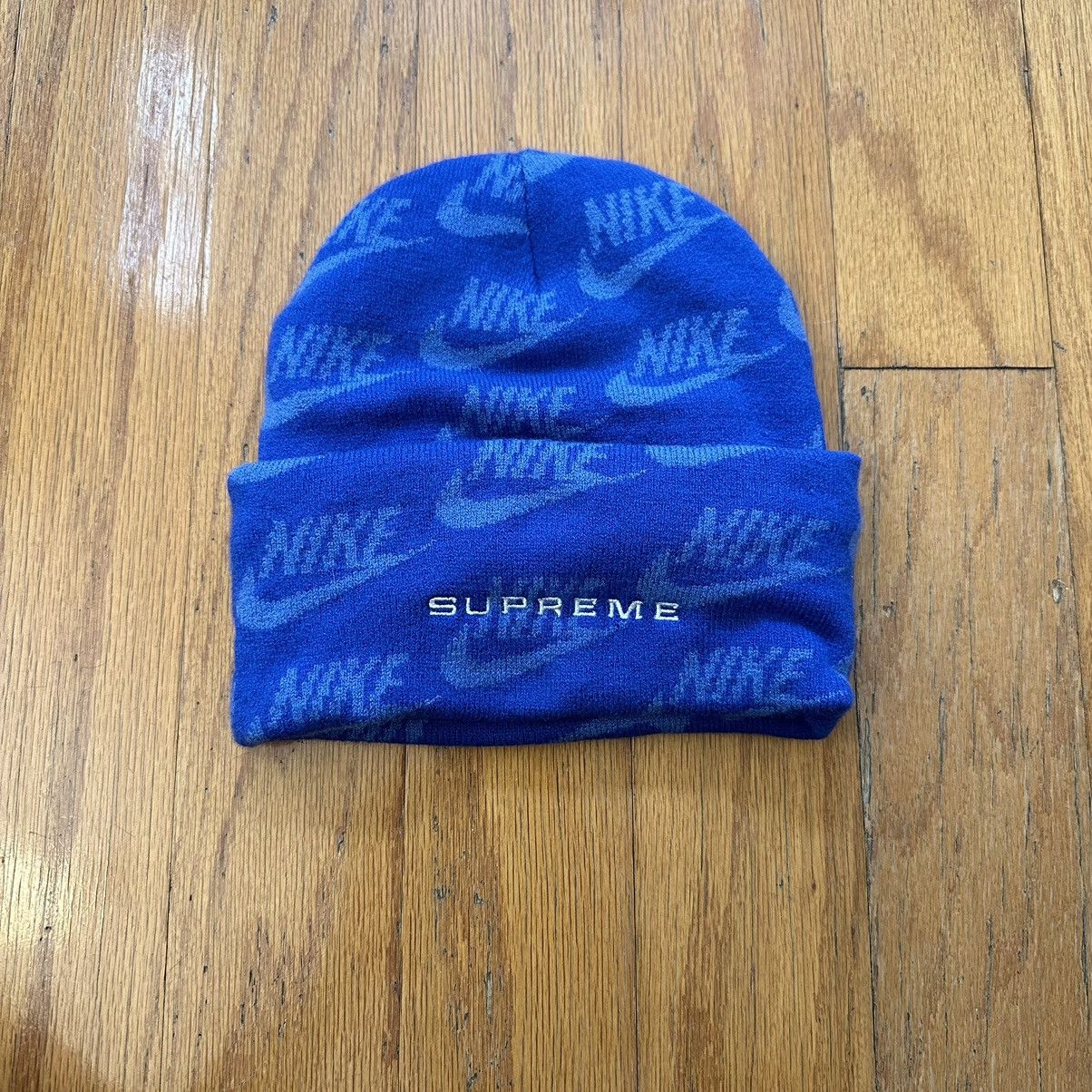 Pre-owned Nike X Supreme Nike Jacquard Logo Beanie (blue)