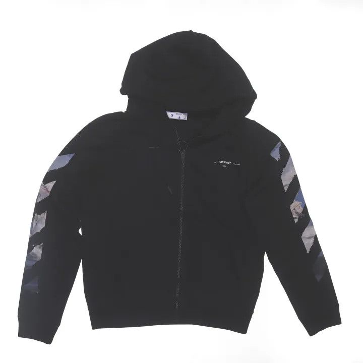 Off-White OFF-WHITE Black Hooded Zip Sweatshirt with Artwork 0079 Size US L / EU 52-54 / 3 - 1 Thumbnail