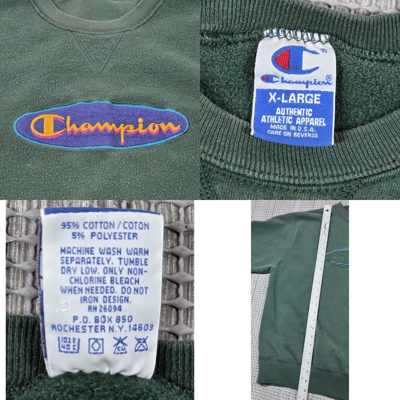 Champion VTG 90S INSIDE OUT CHAMPION CREWNECK SWEATSHIRT GREEN PURPLE EMBROIDERED XL RARE Mens Sweatshirt Champion Crewneck Size US XL / EU 56 / 4 - 8 Thumbnail