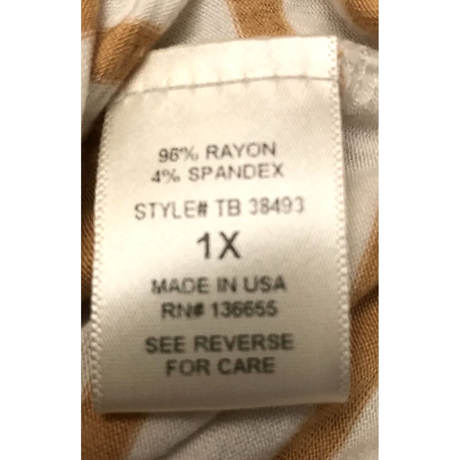 Vintage Beacon Women Top 1X 3/4 Sleeve Tan And White Striped Blouse B694 Size XL / US 12-14 / IT 48-50 - 4 Thumbnail