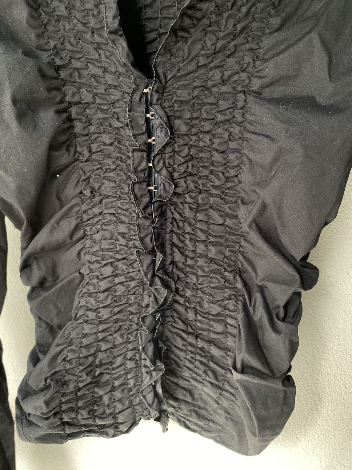 Designer × Japanese Brand Y2K Mayentl Black Ruched Long-Sleeve Blouse Size M / US 6-8 / IT 42-44 - 14 Thumbnail