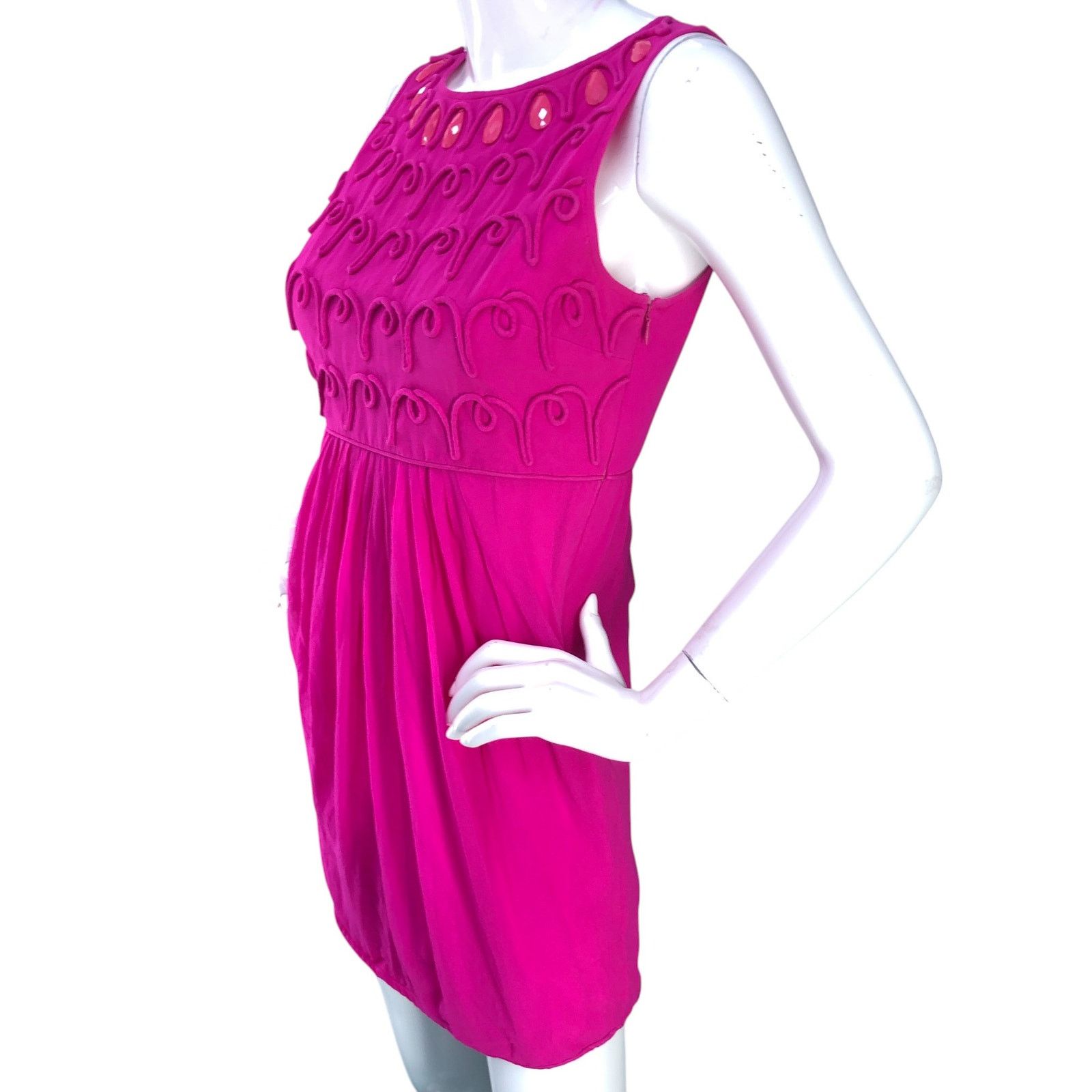 Tibi Tibi Size 4 Dress Sheath Silk Beaded Sleeveless Fuchsia Pink Size S / US 4 / IT 40 - 4 Thumbnail
