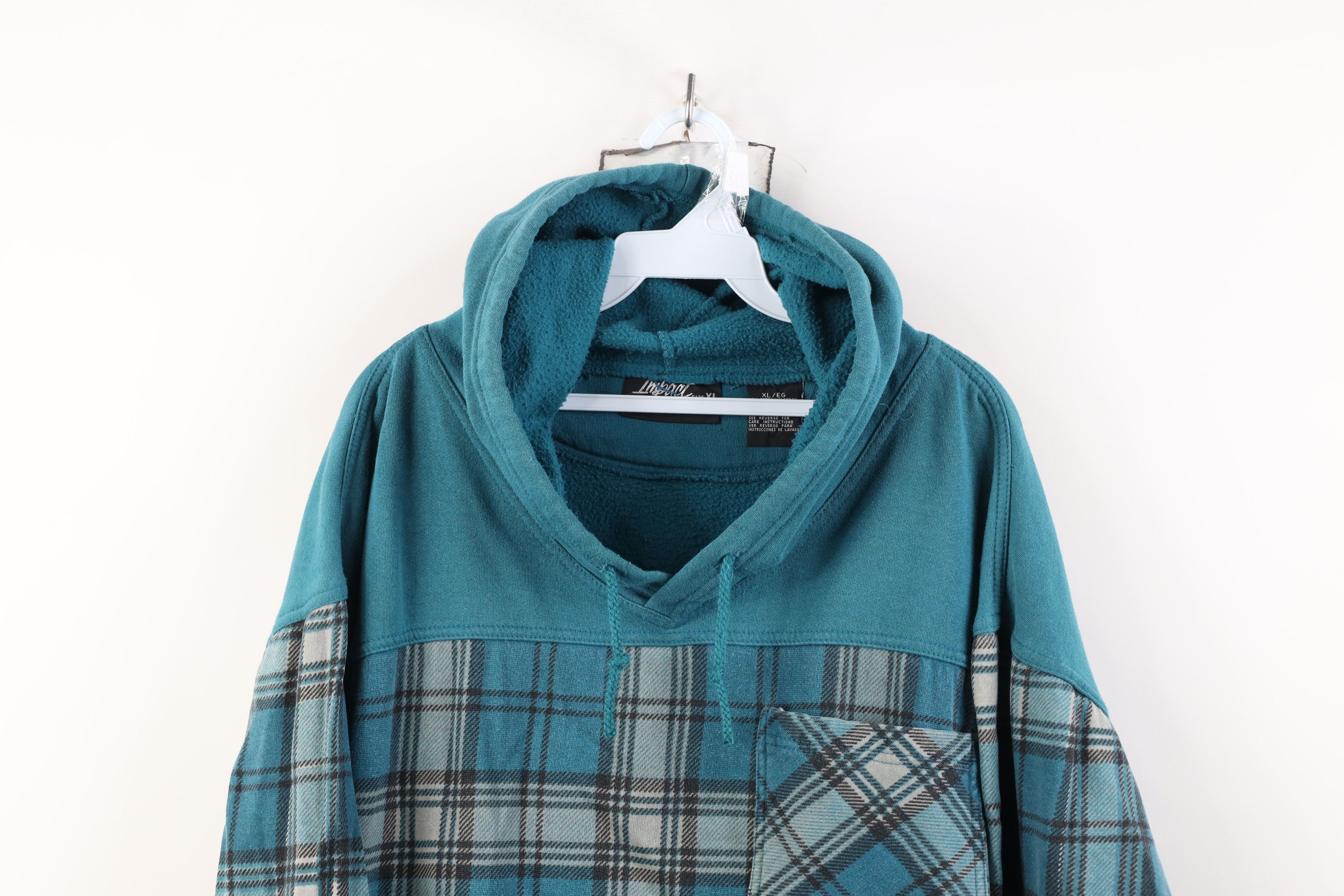 Vintage Vintage 90s Streetwear Oversized Fit Hoodie Sweatshirt Plaid Size XL / US 12-14 / IT 48-50 - 2 Thumbnail