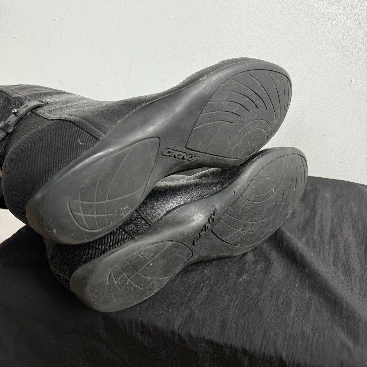 DKNY Archive 00's DKNY Wedge Knee High Leather Boots Racing Moto Size US 11 / IT 41 - 8 Thumbnail