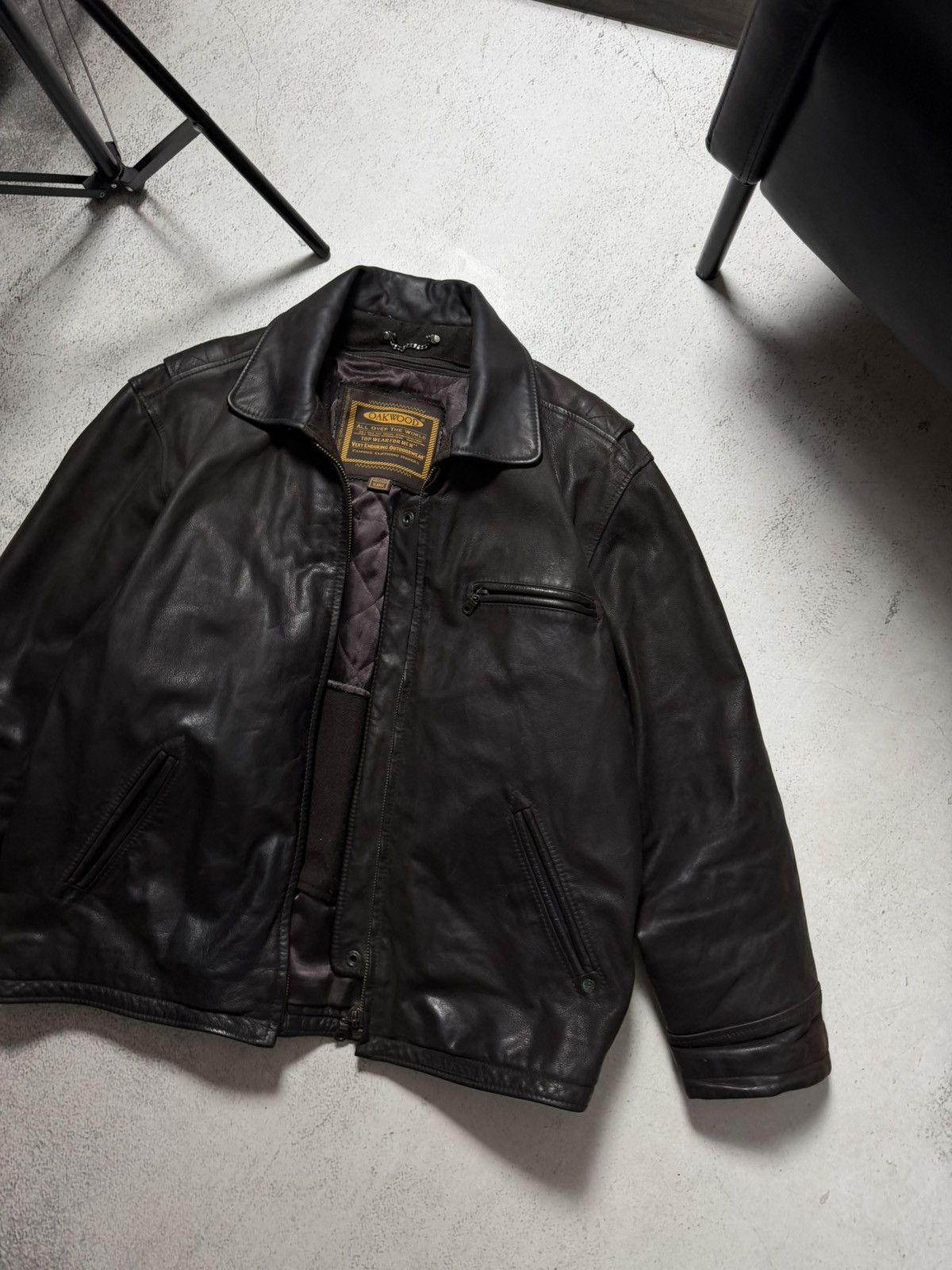 Genuine Leather Oakwood Vintage Real Leather USA Black Jacket Size US XL / EU 56 / 4 - 3 Thumbnail