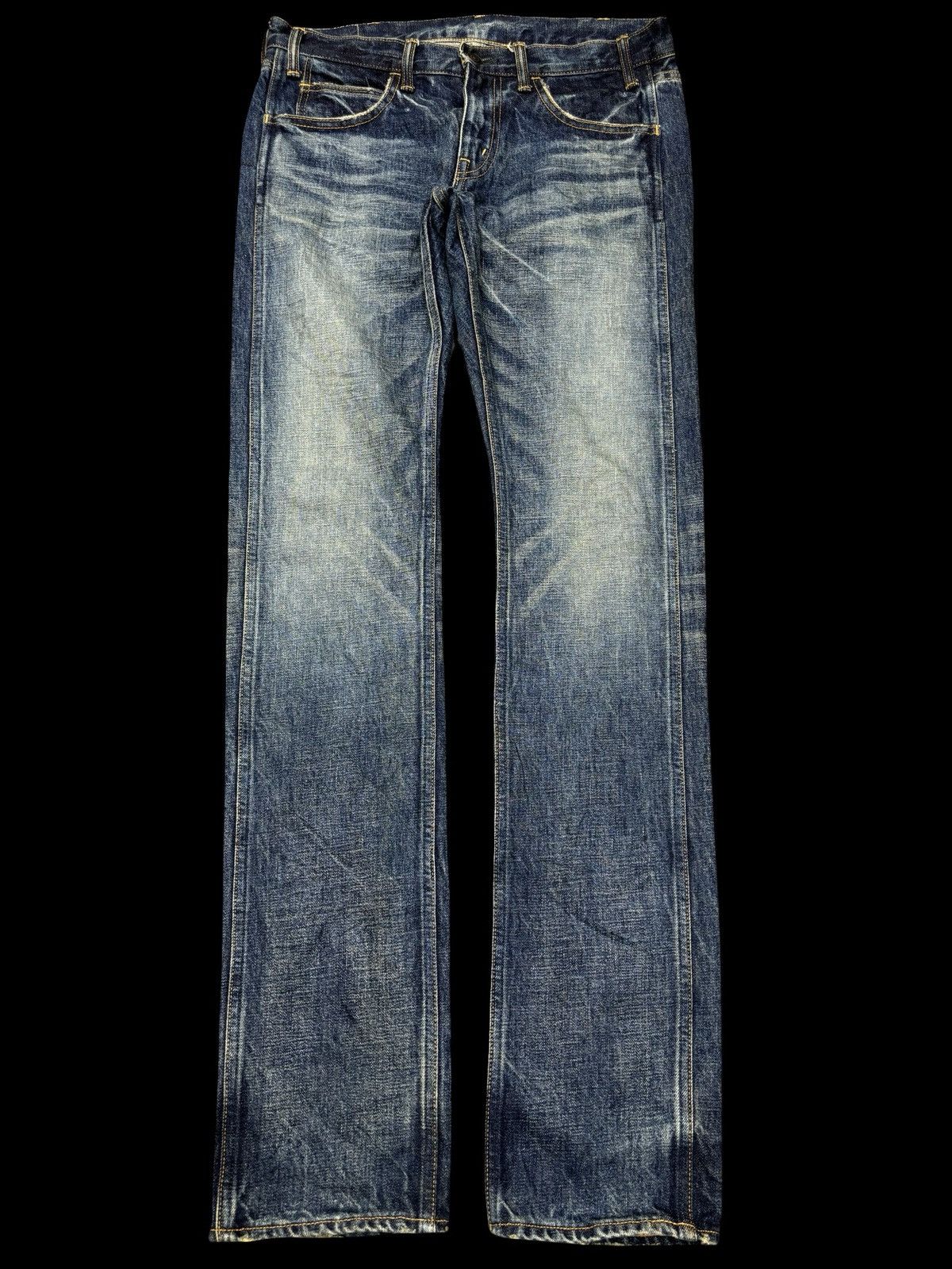 Japanese Brand 💥90s Denim Character💥DDRD Skinny Blue Wash Denim F640 Size US 33 - 1 Thumbnail