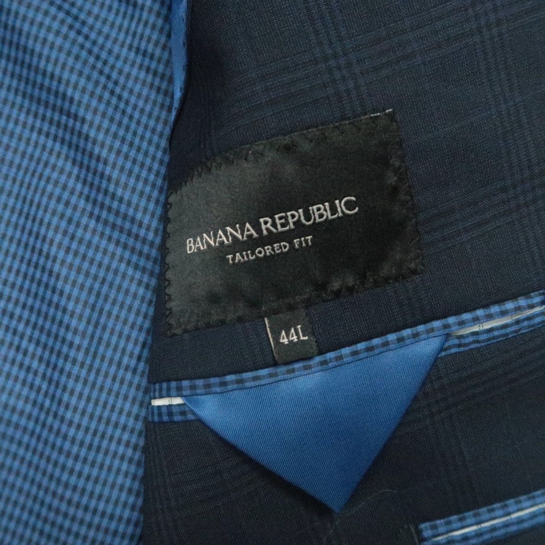Banana Republic Banana Republic Blazer Men 44L Blue Plaid Wool Tailored Fit Long Single-Breasted Jacket Vintage No Size 44R - 5 Thumbnail