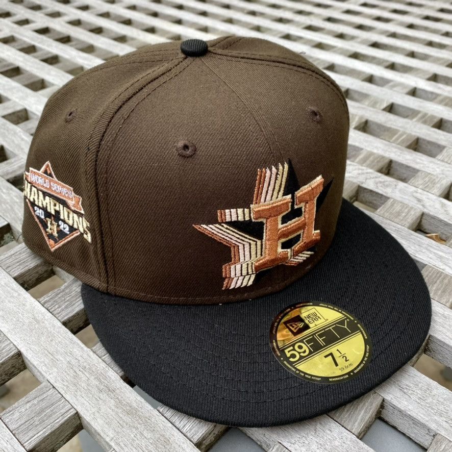 image of Hat Club x Hats Houston Astros 2022 Ws Patch Exclusive Fitted Hat 7 1/2 in Brown, Men's