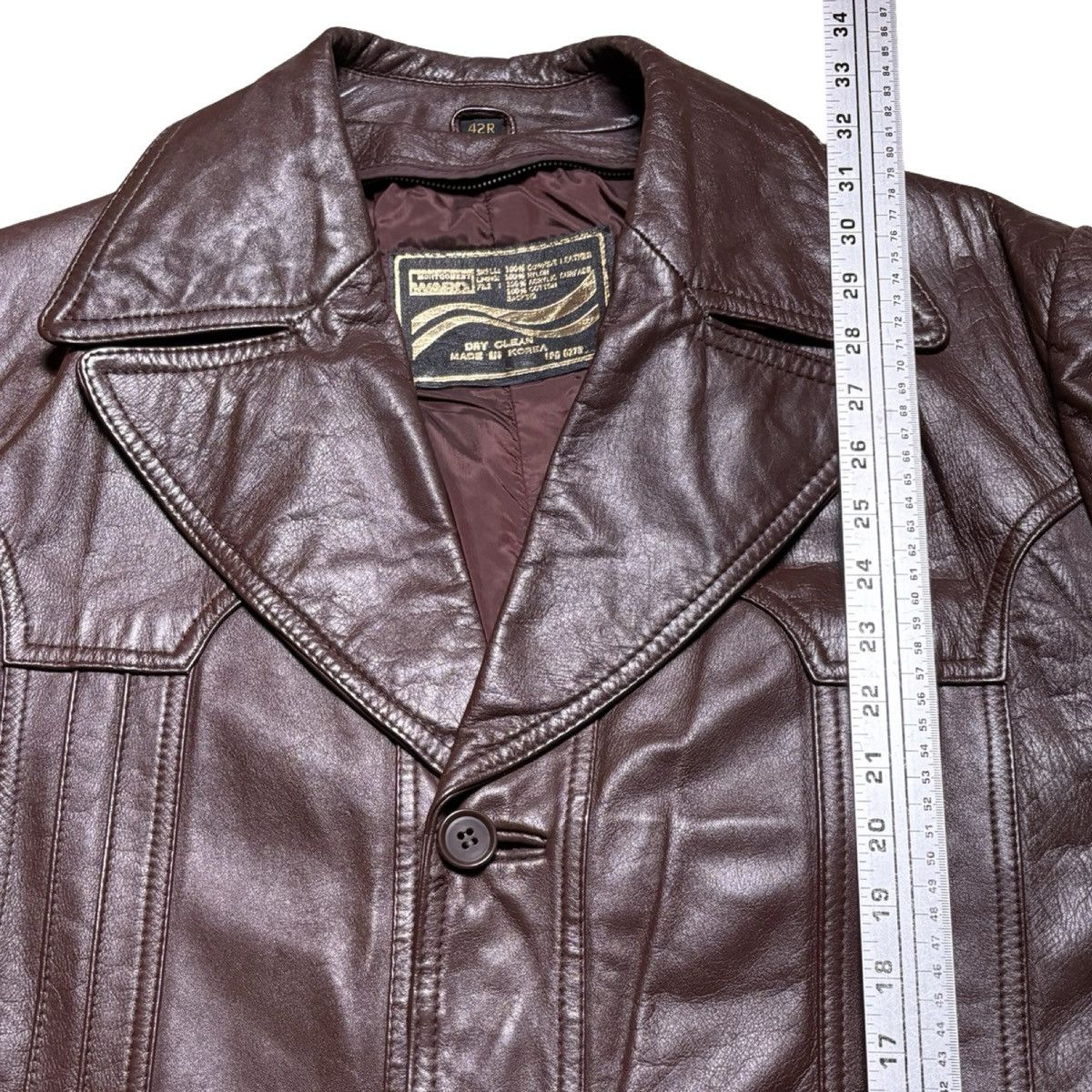Other Vtg Montgomery Ward Brown DISCO MOB Mafia Leather Jacket 42R Size US L / EU 52-54 / 3 - 5 Thumbnail