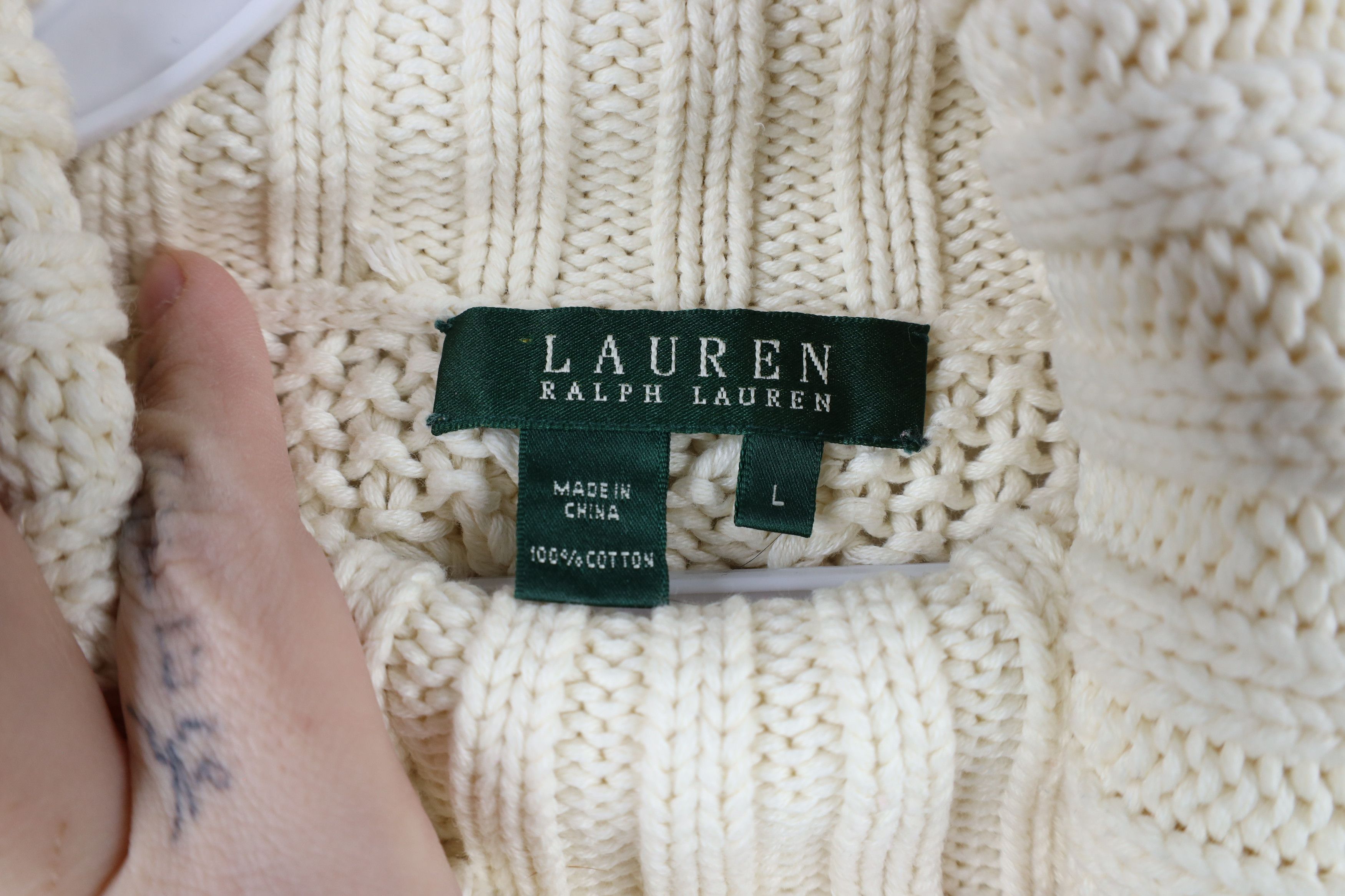 Ralph Lauren × Vintage Vintage 90s Ralph Lauren Knit Fisherman Turtleneck Sweater Size L / US 10 / IT 46 - 5 Thumbnail