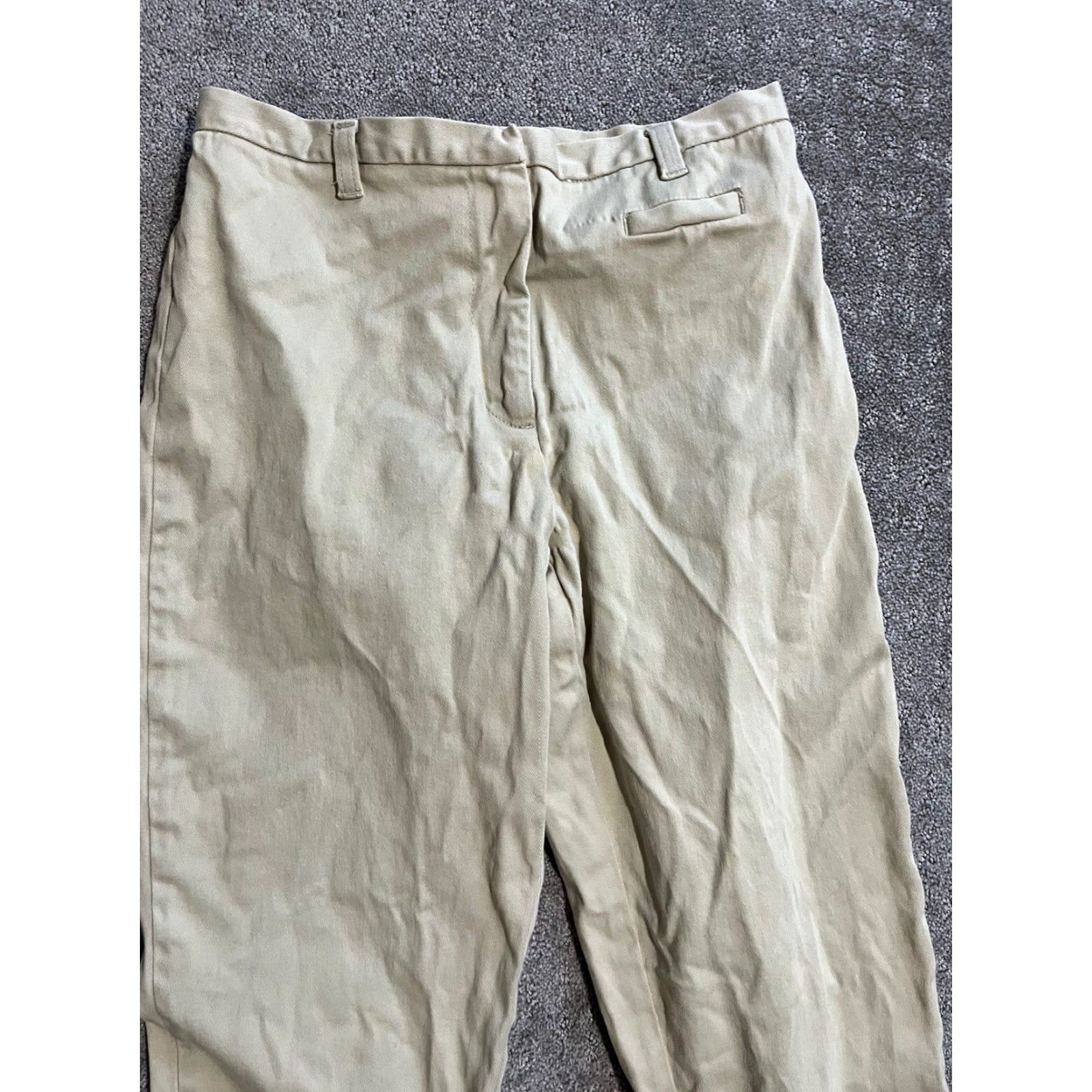 Loft VINTAGE LOFT Ann Taylor Pants 4P Petite Beige Twill 98% Cotton 2% Spandex Capri Straight Belt Loops Ankle Slits Women Size 27" / US 4 / IT 40 - 2 Thumbnail