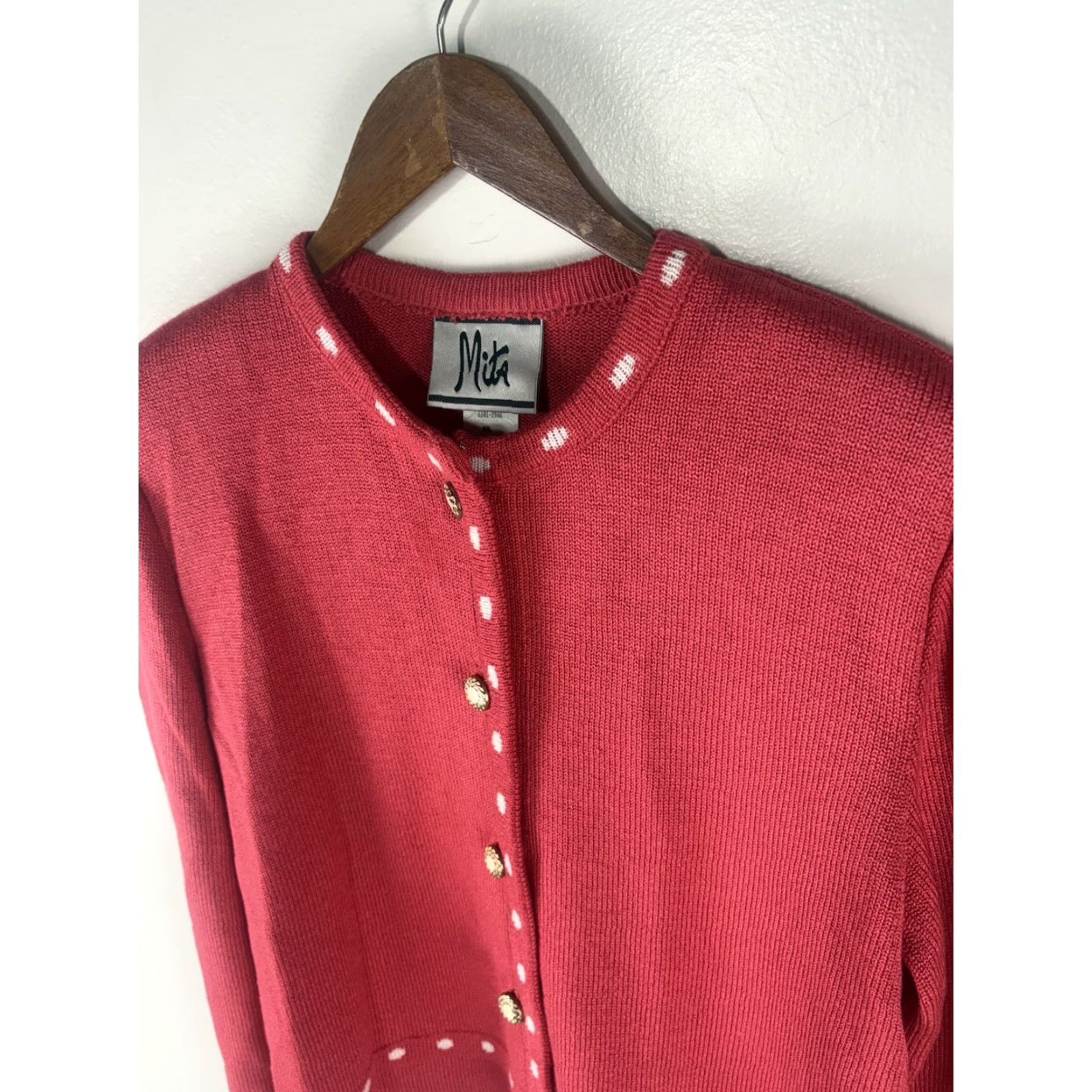 Pinko VINTAGE Mita Pink Cardigan Womens Size 8 Knit Sweater Long Sleeve Round Neck 80s Casual Size M / US 6-8 / IT 42-44 - 3 Thumbnail