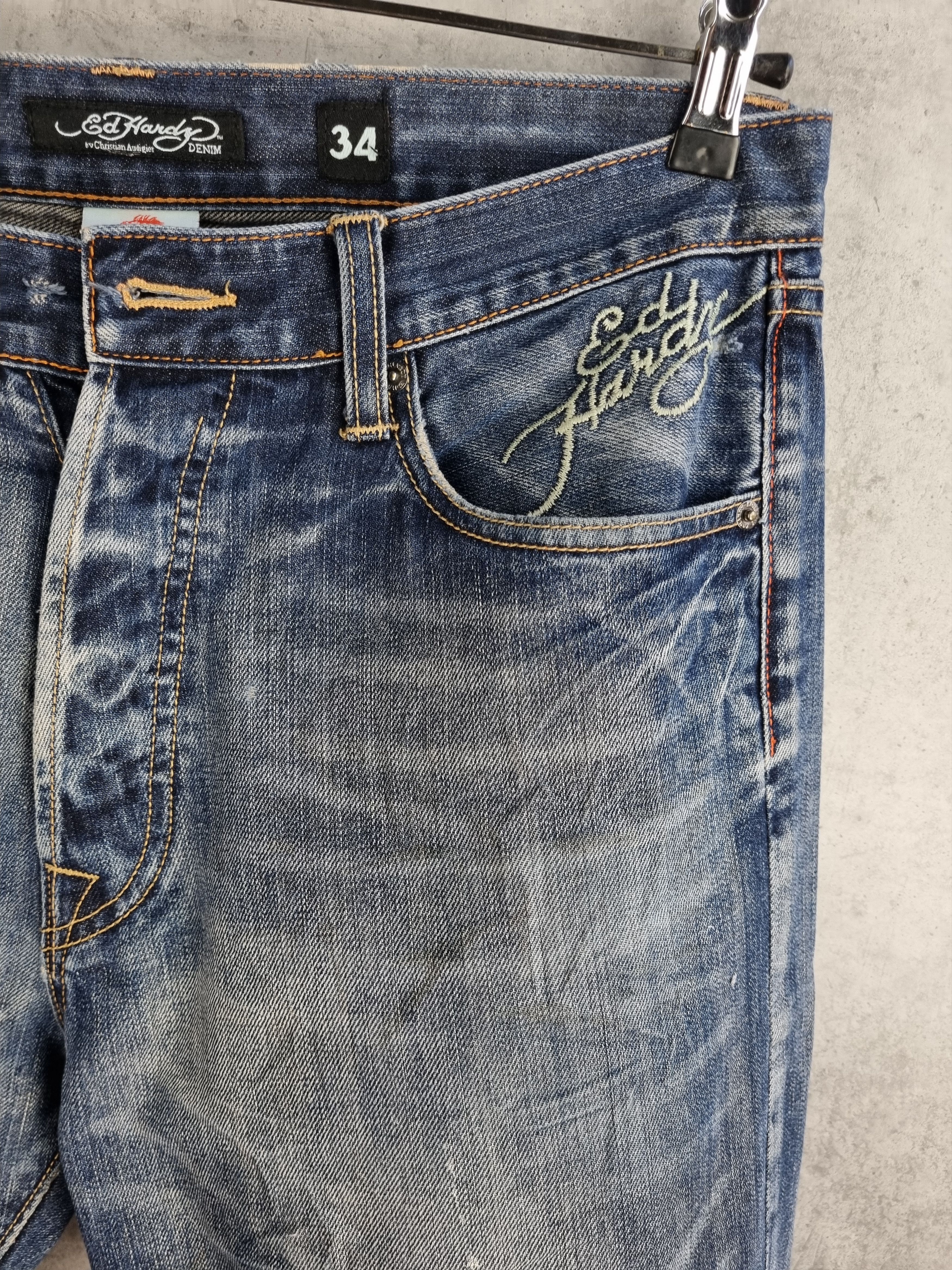 Christian Audigier Ed Hardy by Christian Audigier Embroidered Denim Jeans Size US 34 / EU 50 - 9 Thumbnail