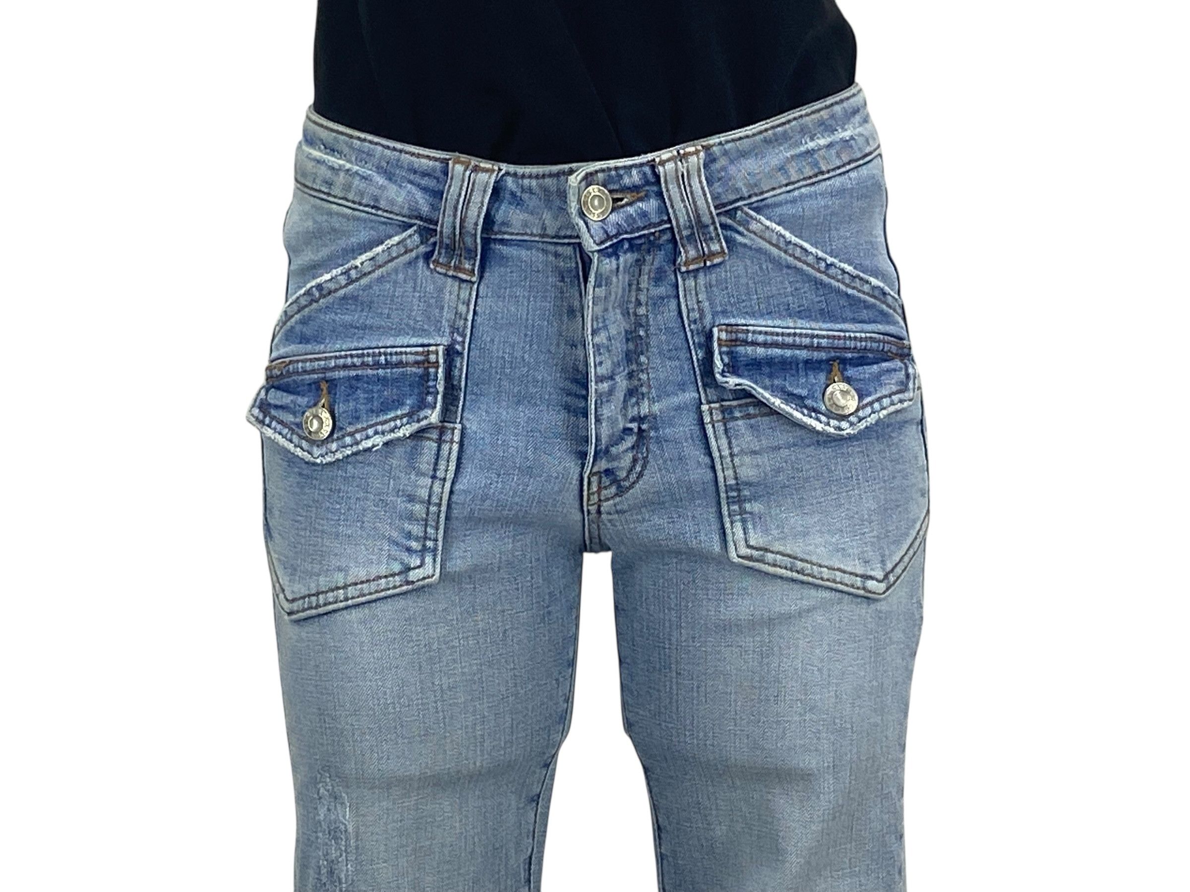 Japanese Brand Y2K Low Rise Flare Japanese Bootcut Light Wash Women Jeans Size 24" / US 00 / IT 34 - 3 Thumbnail