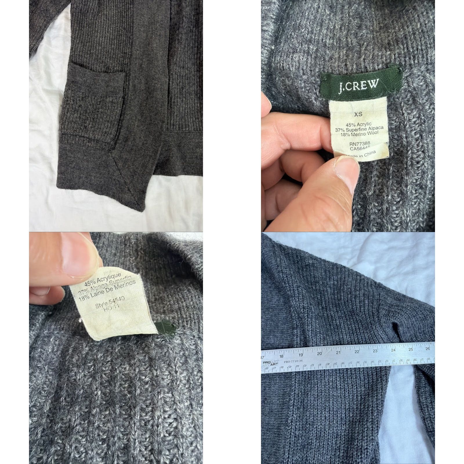 J.Crew VINTAGE J.CREW Cardigan Women XS Gray Merino Wool Alpaca Pockets Sweater Size XS / US 0-2 / IT 36-38 - 8 Thumbnail