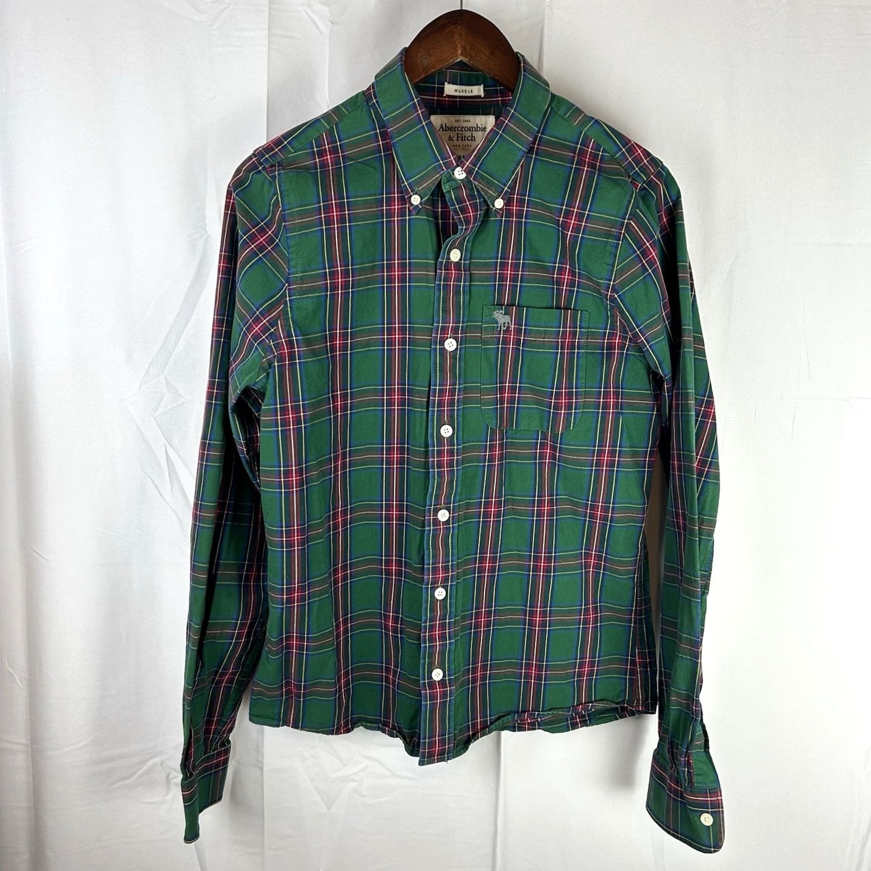 Abercrombie & Fitch Abercrombie & Fitch Shirt Mens Medium Green Plaid Cotton Button-Down Pocket Logo Size US M / EU 48-50 / 2 - 2 Thumbnail