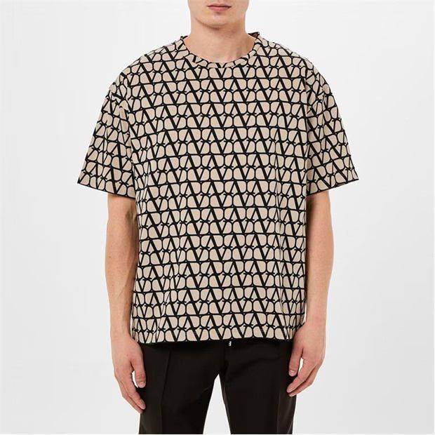 o1g2r1mq0724 T-Shirts Toile Iconographe Print Beige & Black