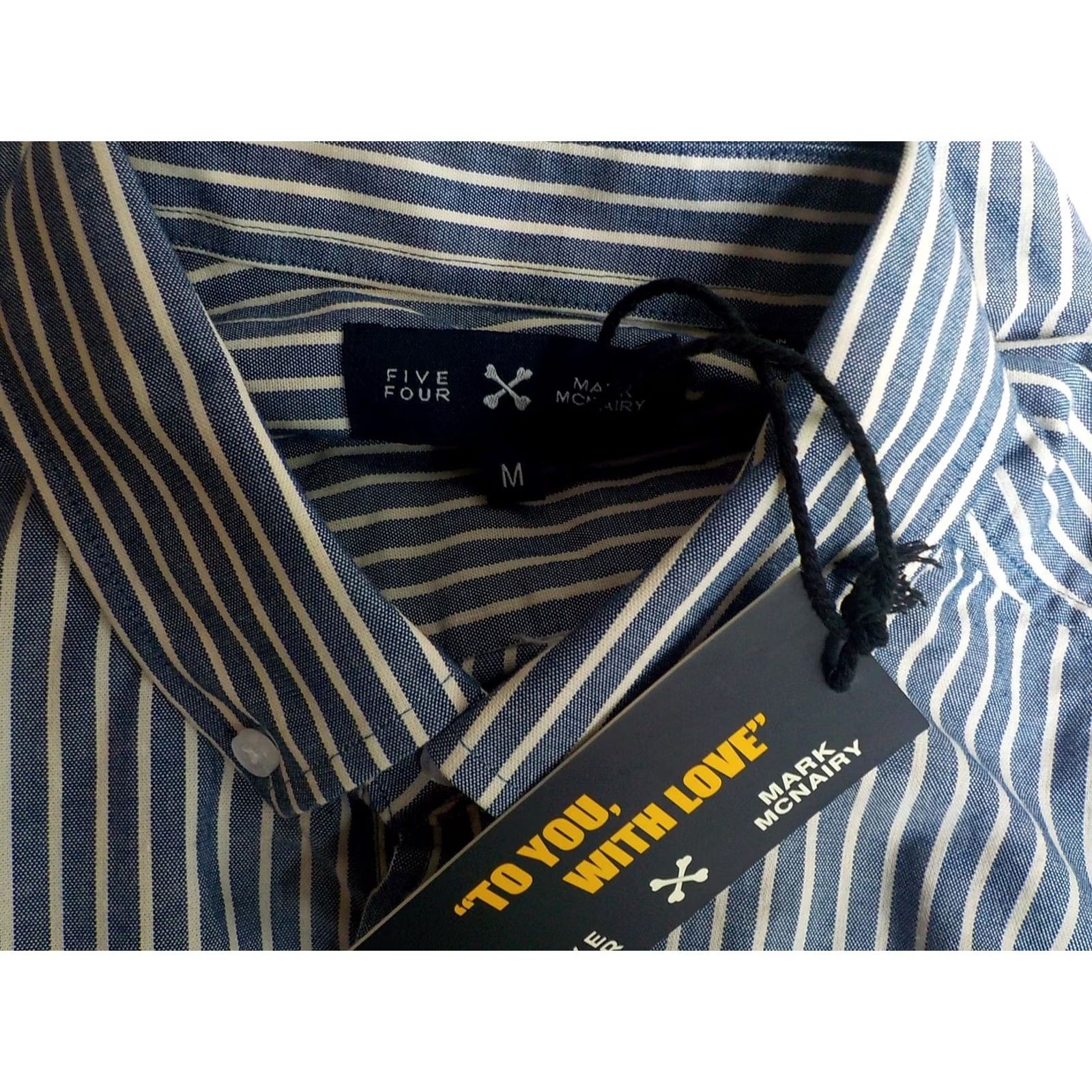 Mark McNairy FIVE FOUR Mark McNairy LS Button Down Striped Shirt-Blue/Ivory-Cotton-SZ MED NWT ShirtMens Medium Blue/Ivory Striped Button-Up 100% Cotton NWT Size US M / EU 48-50 / 2 - 4 Thumbnail
