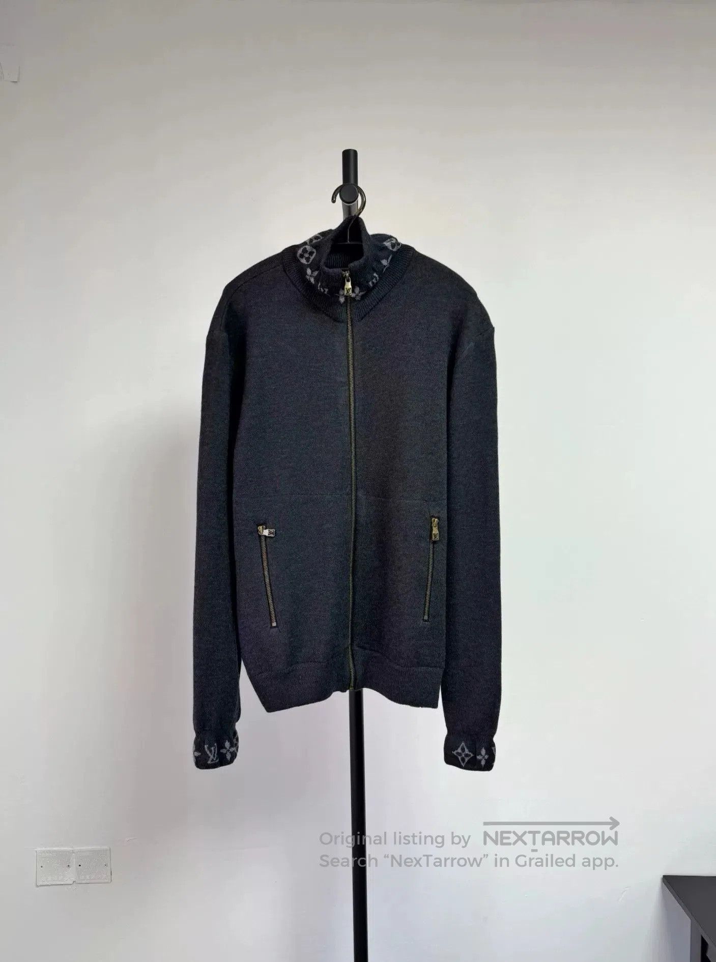Louis Vuitton Lv Dark Gray Cardigan with Metal Zip. Size US M / EU 48-50 / 2 - 1 Thumbnail