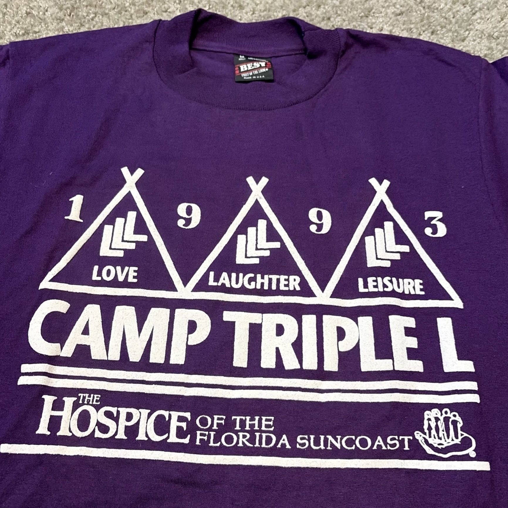 Fruit Of The Loom VINTAGE 1993 Camp Triple L BSOA Boy Scouts Florida Purple T-Shirt M Adult Mens Size US M / EU 48-50 / 2 - 4 Thumbnail