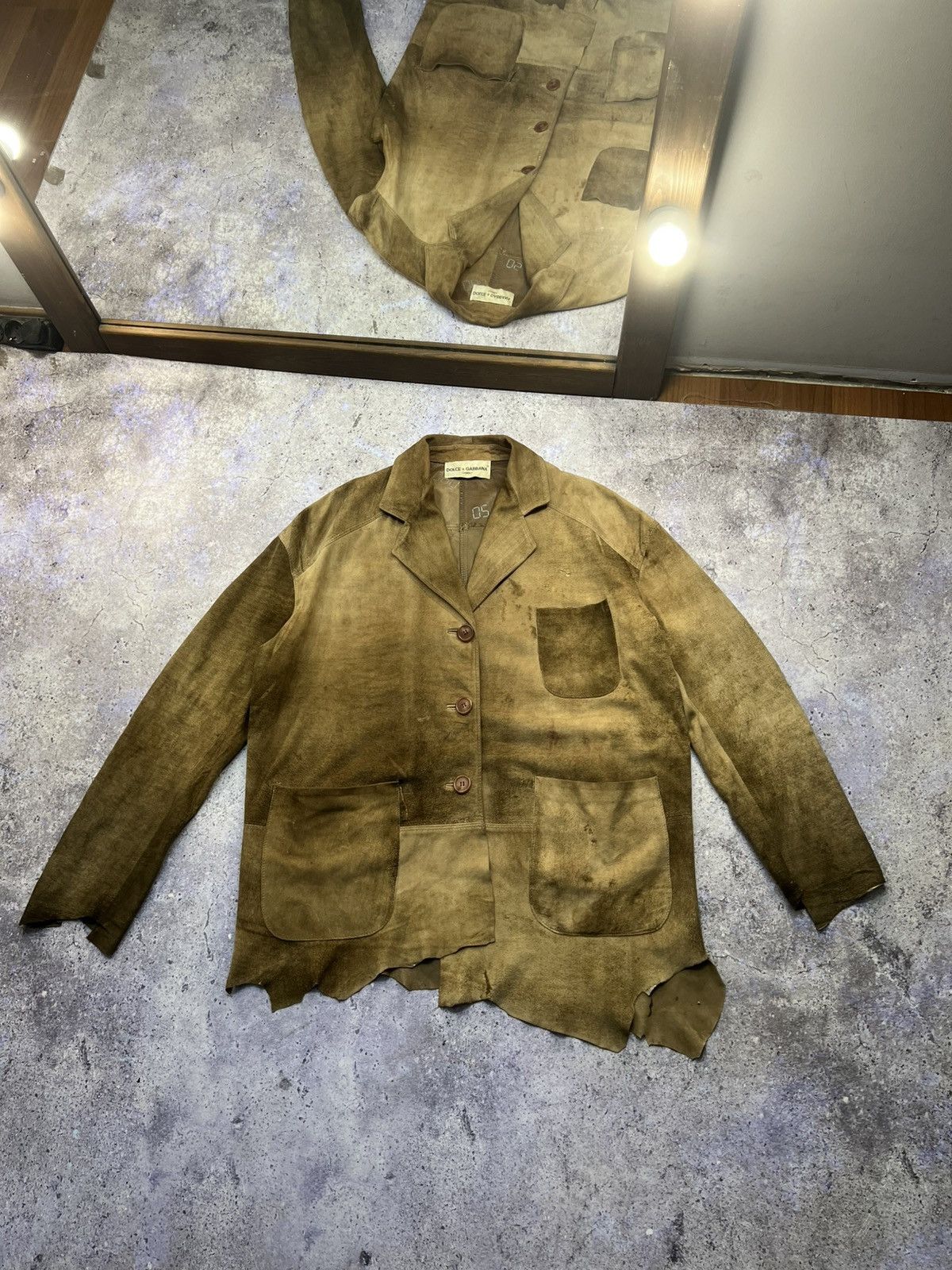 Dolce & Gabbana Archive Distressed Leather Jacket 00s