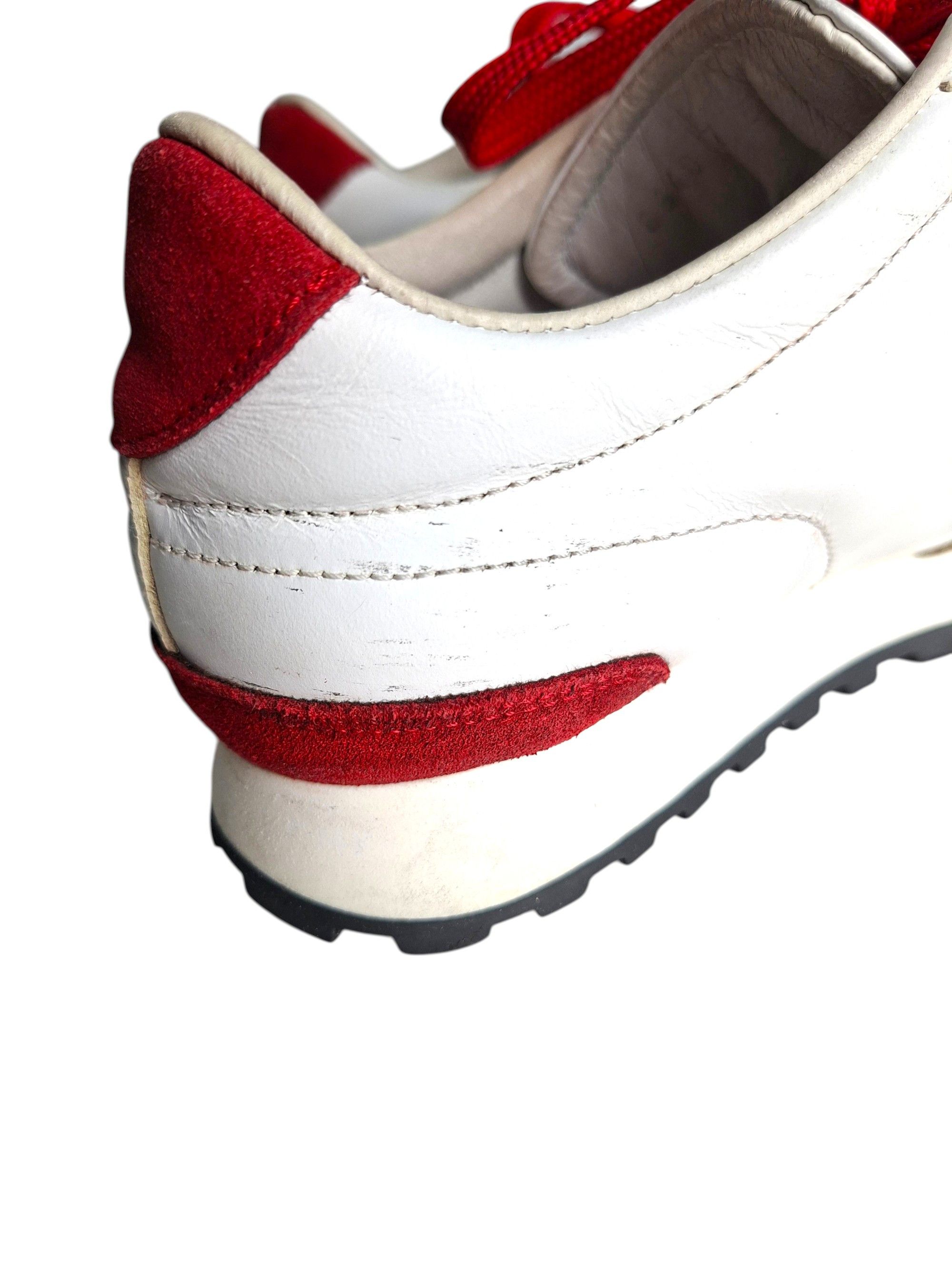 John Galliano John Galliano Gazette White Leather Sneakers Red Suede Y2K Size US 7.5 / IT 37.5 - 12 Thumbnail