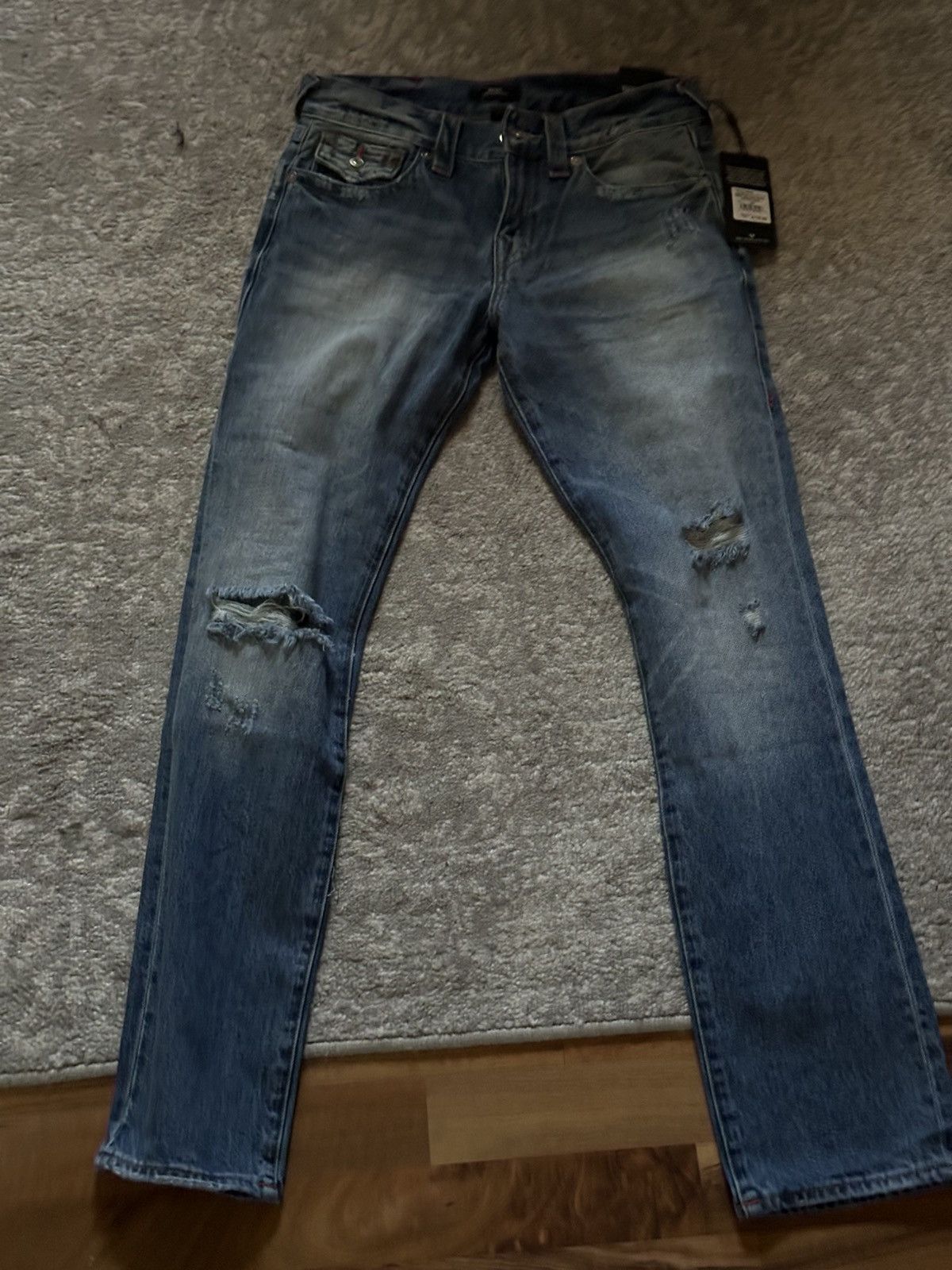 True Religion RICKY ROPE STITCH DISTRESSED JEAN Size US 29 - 7 Thumbnail