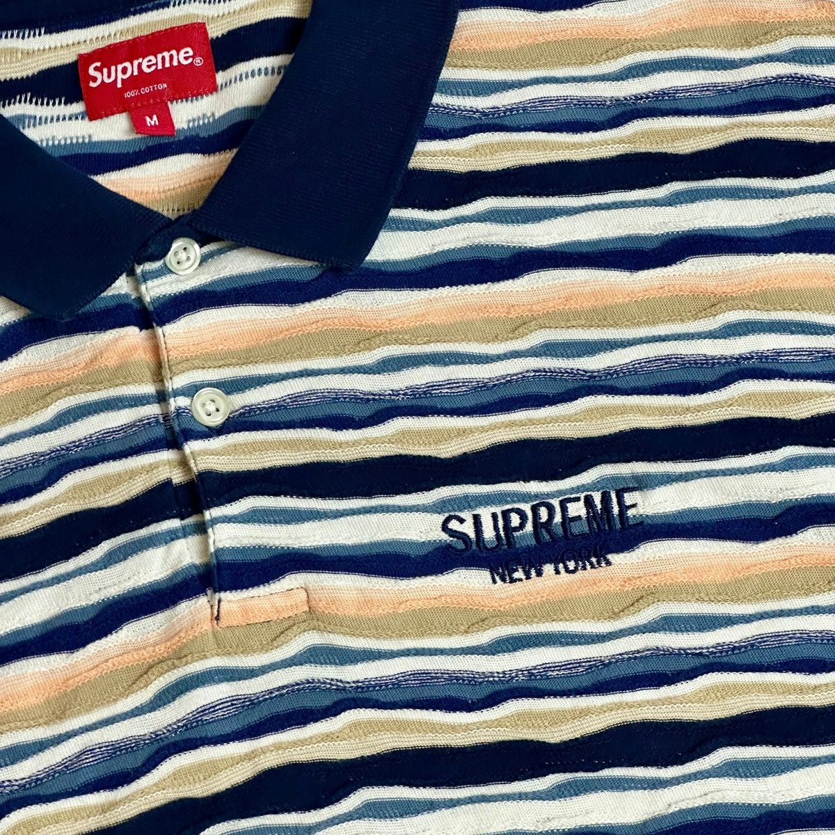 Supreme 2019 supreme textured knit polo shirt coogi style blue navy Size US M / EU 48-50 / 2 - 3 Thumbnail