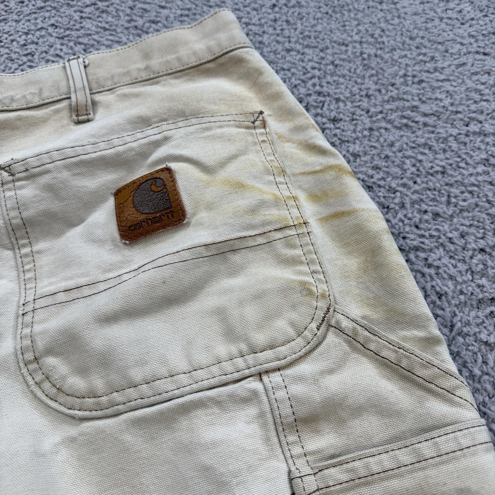 Carhartt Carhartt Carpenter Work Shorts Distressed Beige Duck Canvas Size US 36 / EU 52 - 5 Thumbnail