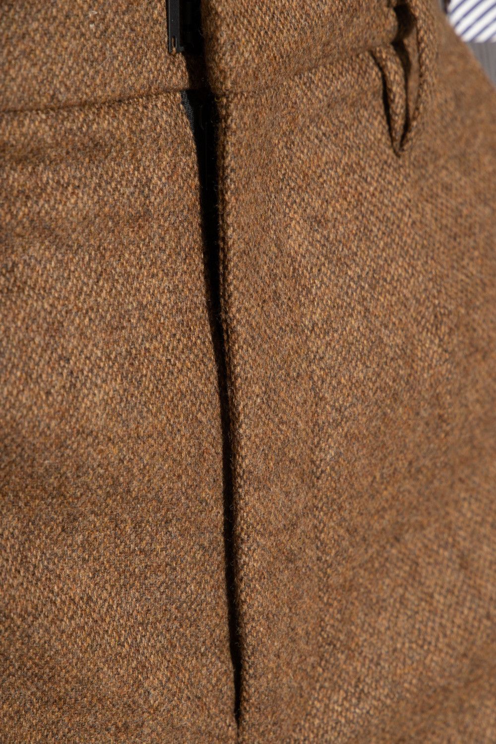 Saint Laurent Paris o1s1wg110924 High-Waisted Pants in Chevron Wool in Brown Size 30" / US 8 / IT 44 - 4 Thumbnail