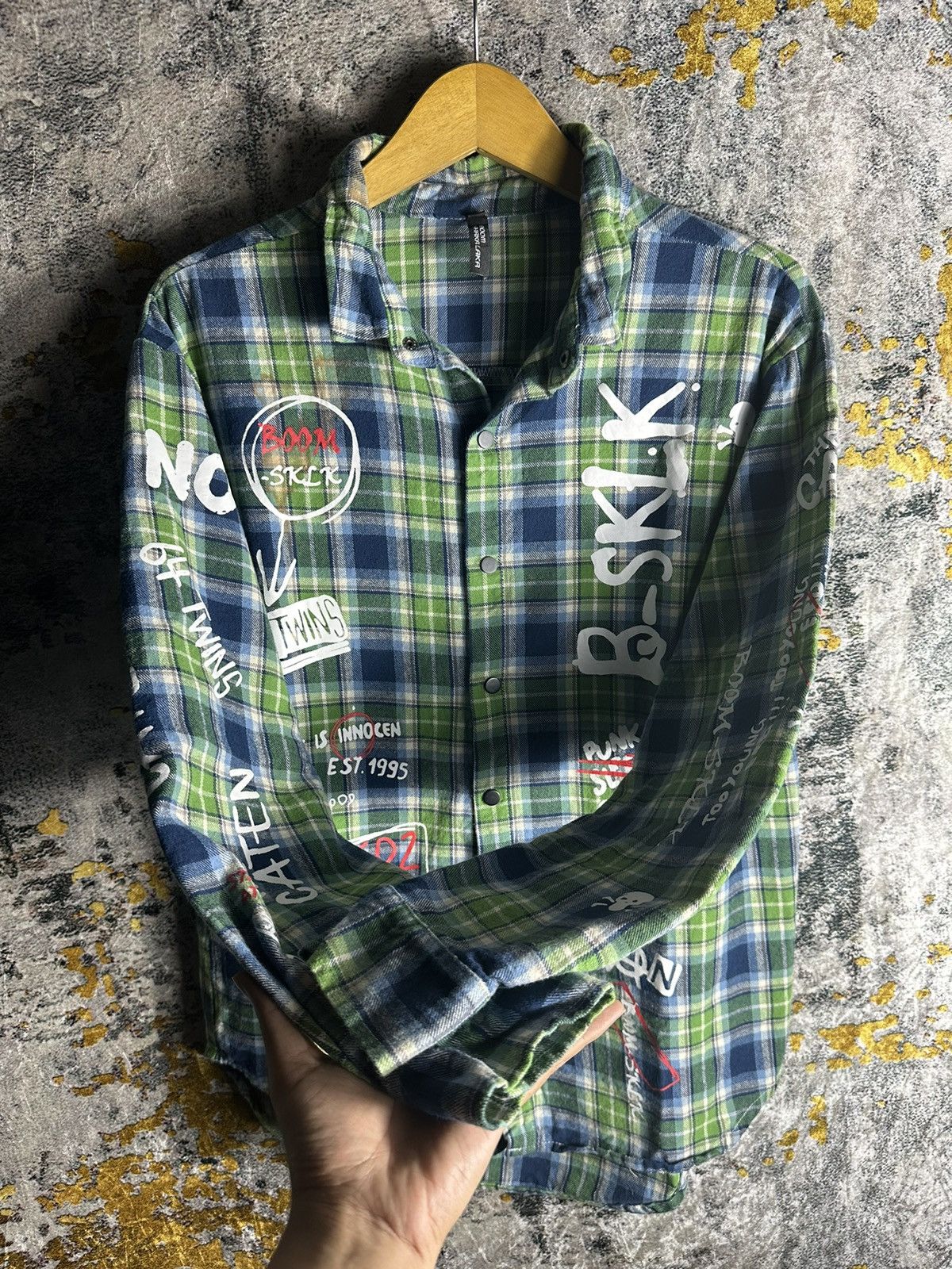 20471120 × Beauty Beast × Japanese Brand SICK BOOM JAPANESE POEM SHIRT PLAID IFSIXWASNINE LGB STYLE Size US L / EU 52-54 / 3 - 6 Thumbnail