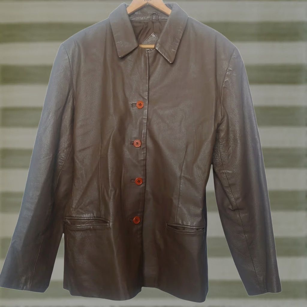Vintage VINTAGE Forenza Leather Jacket Brown Button Up Collared Mid-Length Womens L 90s Casual Size L / US 10 / IT 46 - 1 Thumbnail