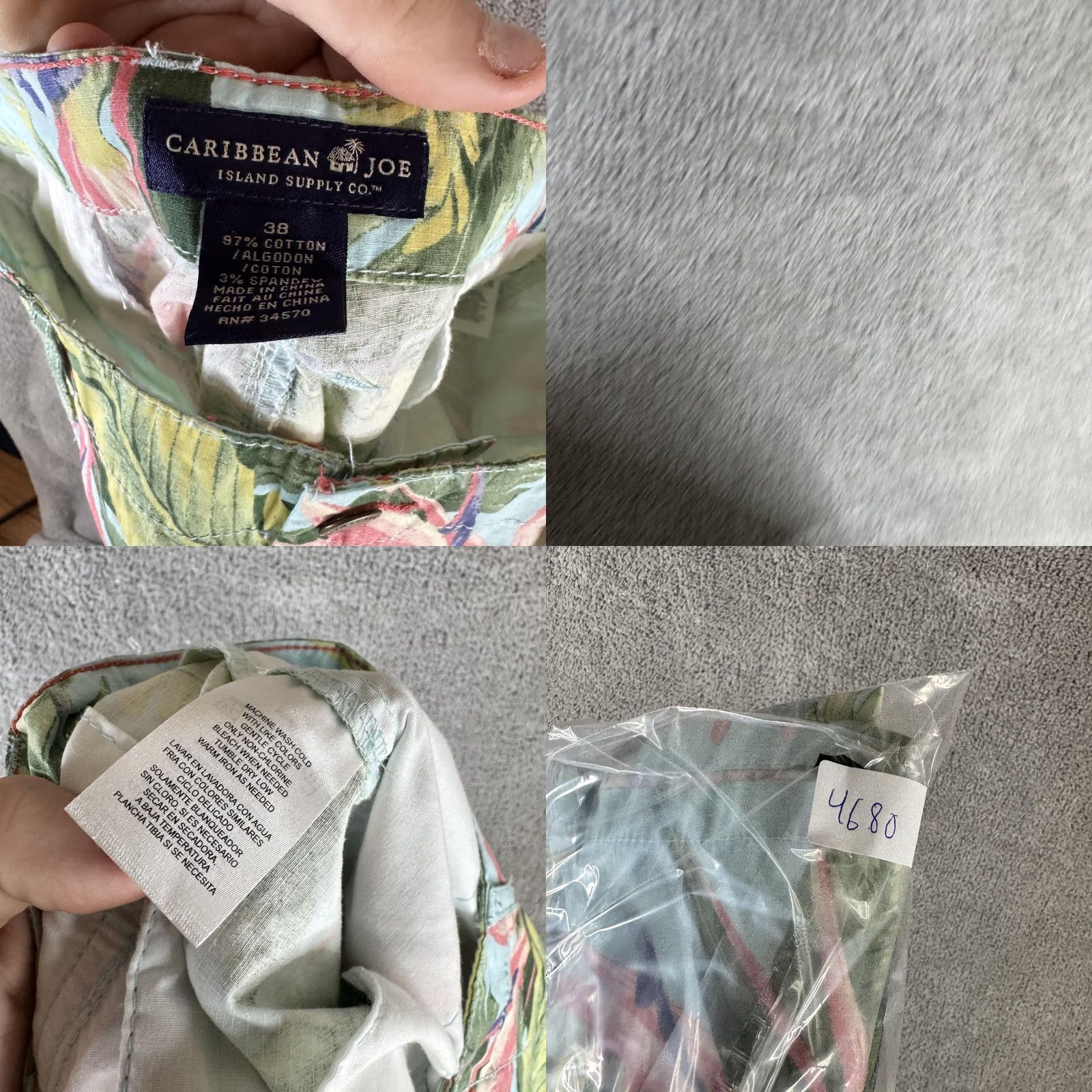 Vintage Caribbean Joe Cargo Shorts Mens 38 Tropical Floral Stretch Pockets Beach Summer Size US 38 / EU 54 - 9 Thumbnail
