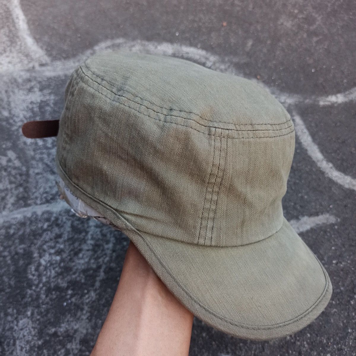 Hunter × Montbell Army montbell cadet hat with leather path and adjust Size ONE SIZE - 6 Thumbnail
