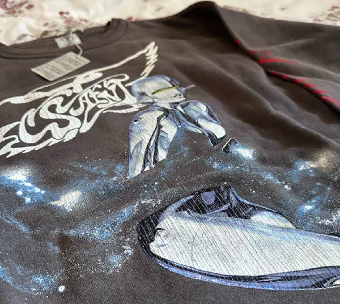 Saint Michael Saint Michael Black Grey Washed Sorayama Neck Sweatshirt Size US L / EU 52-54 / 3 - 3 Thumbnail