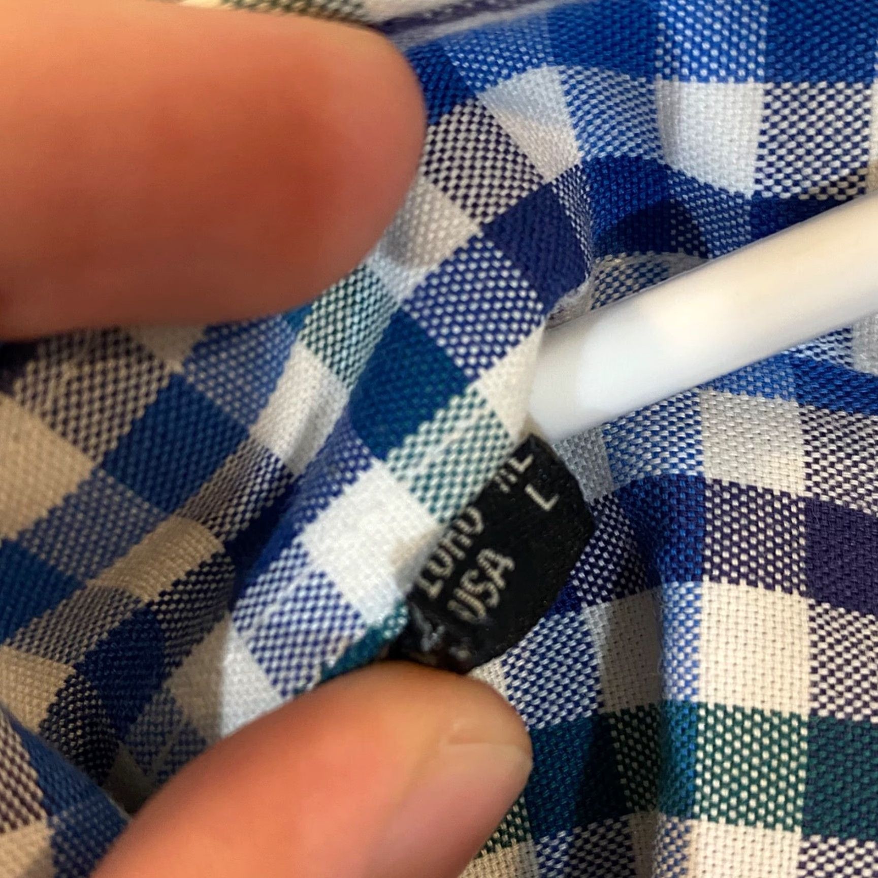 Barbour VINTAGE Barbour Shirt Mens Large Plaid Cotton Button-Down Long Sleeve Casual Business Formal Seasonal Classic Blue White Green Mens Size US L / EU 52-54 / 3 - 3 Thumbnail