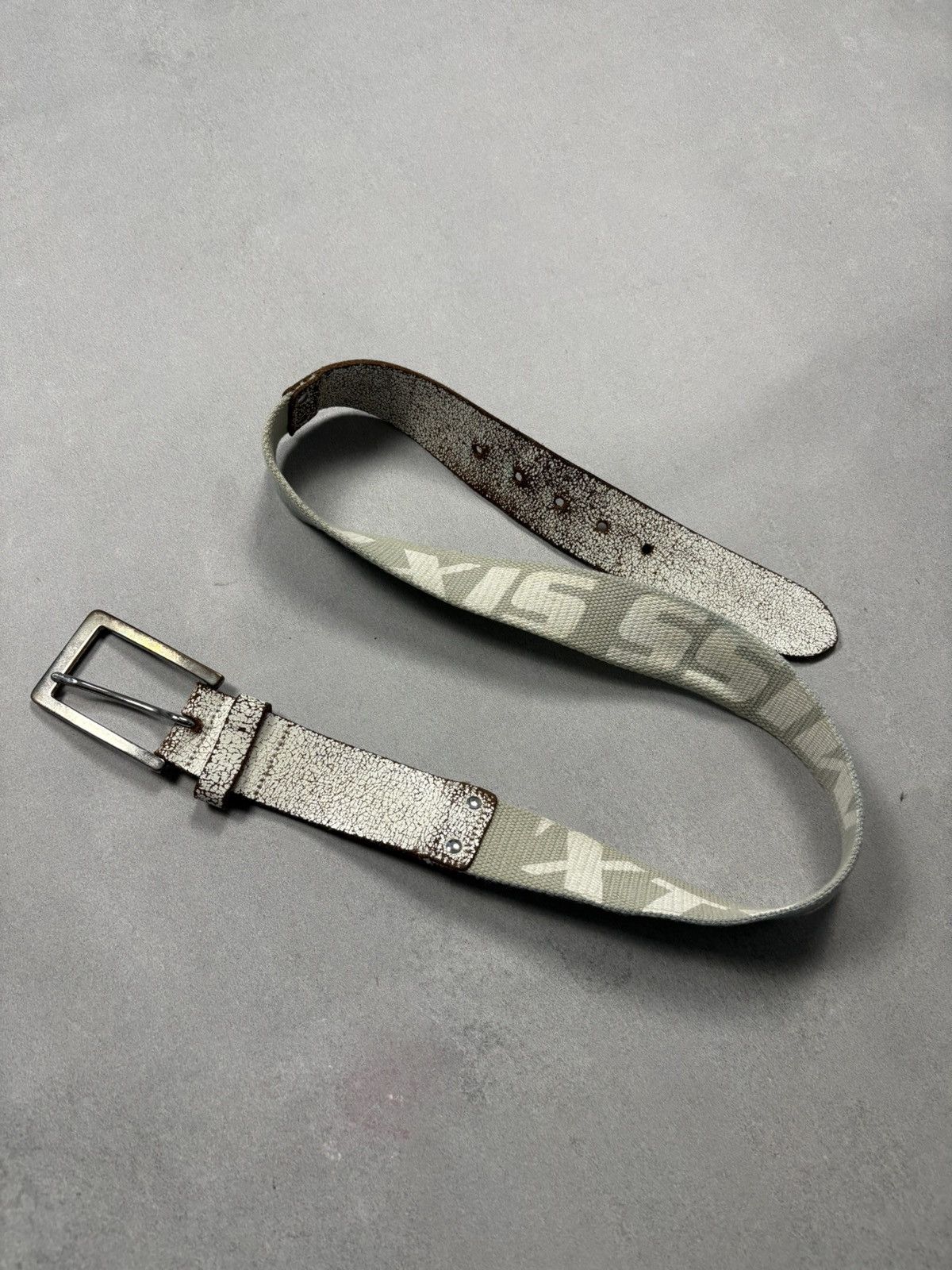 Miss Sixty Miss Sixty Italy Distressed Crackle Leather Canvas Belt Y2K Size ONE SIZE - 1 Thumbnail