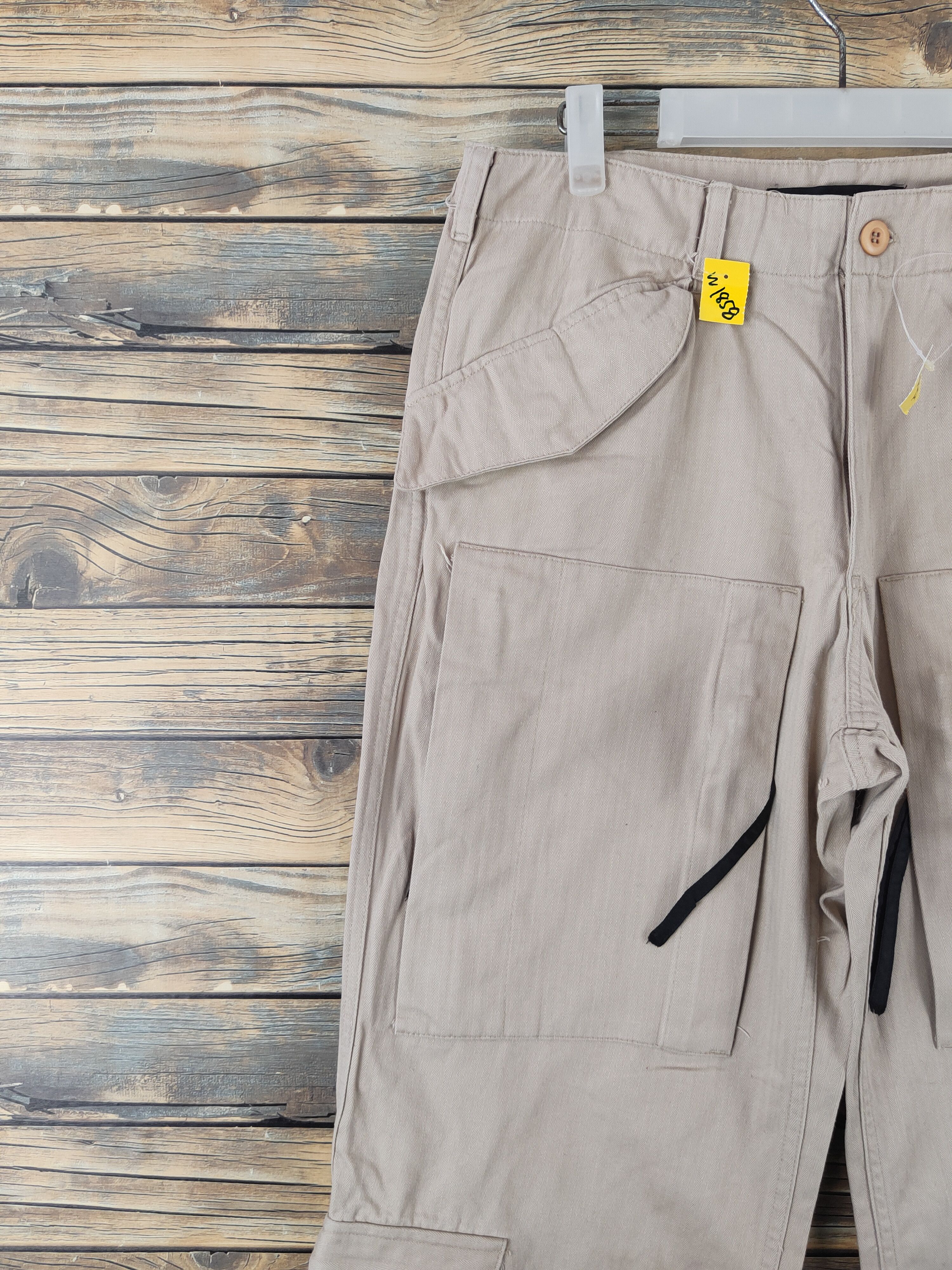 Japanese Brand No Means No Beige Multipocket Tactical Cargo Pants #W1858 Size US 32 / EU 48 - 3 Thumbnail