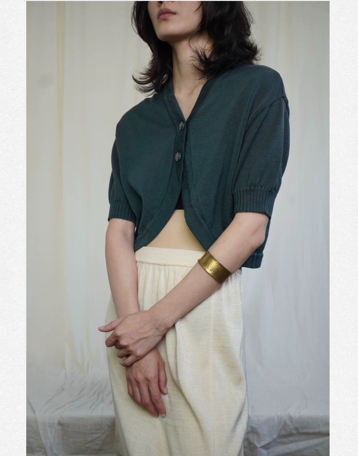 Romeo Gigli Romeo Gigli 1988 Rare Fan Hem Cotton Knit Cardigan S Size S / US 4 / IT 40 - 1 Thumbnail