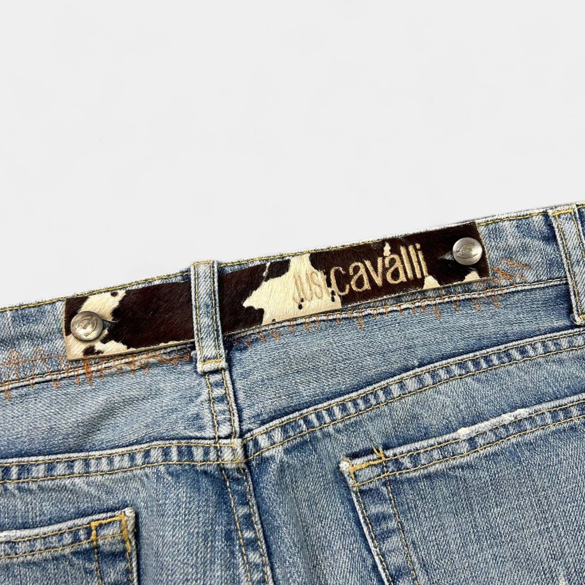 Just Cavalli Just Cavalli 2000s Distressed Flared Denim Jeans Size US 31 - 7 Thumbnail