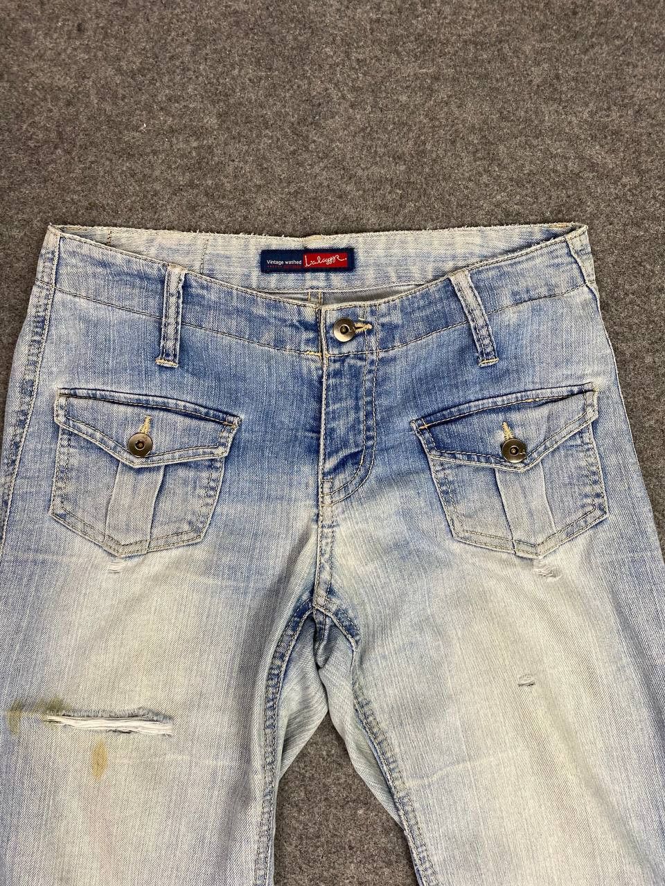 vintage japanese brand bootcut flare distressed denim